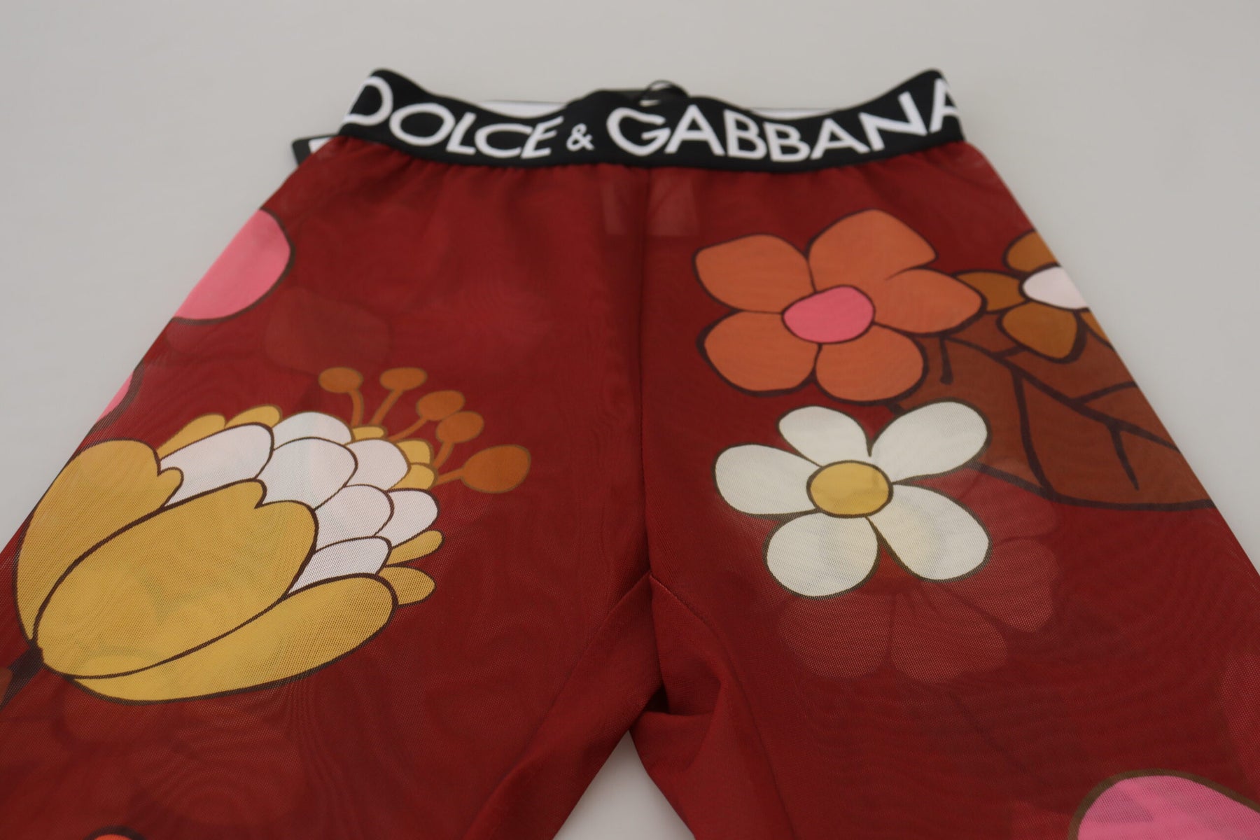 Dolce & Gabbana Red Floral Leggings Stretch Waist Pants | Regal Royce