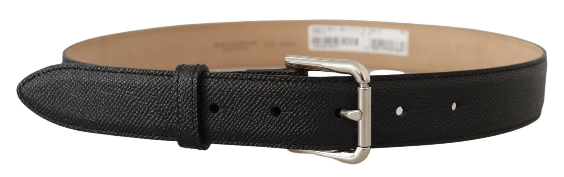 Dolce & Gabbana Black Calf Leather Brown Backend Metal Buckle Belt | Regal Royce