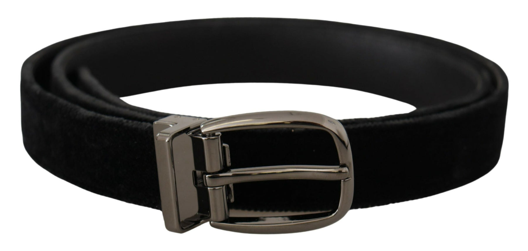 Dolce & Gabbana Black Velvet Classic Logo Engraved Metal Belt | Regal Royce