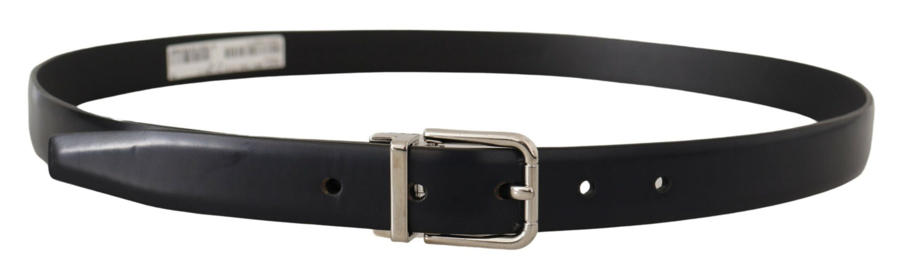 Dolce & Gabbana Black Calf Leather Classic Logo Metal Buckle Belt | Regal Royce