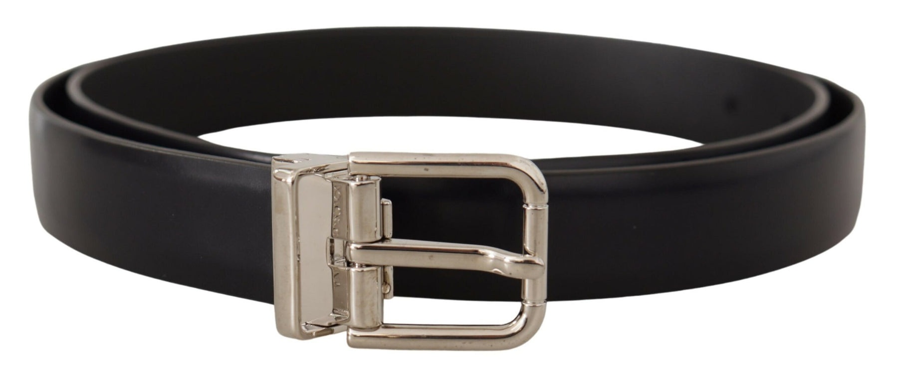 Dolce & Gabbana Black Calf Leather Classic Logo Metal Buckle Belt | Regal Royce