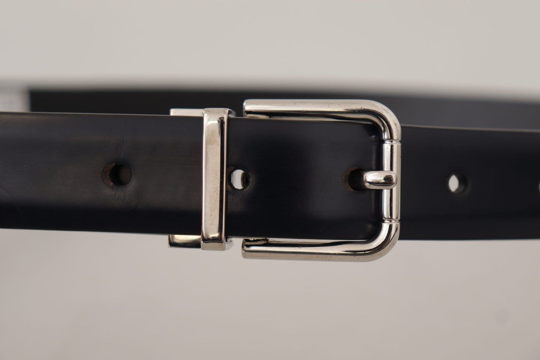 Dolce & Gabbana Black Calf Leather Classic Logo Metal Buckle Belt | Regal Royce
