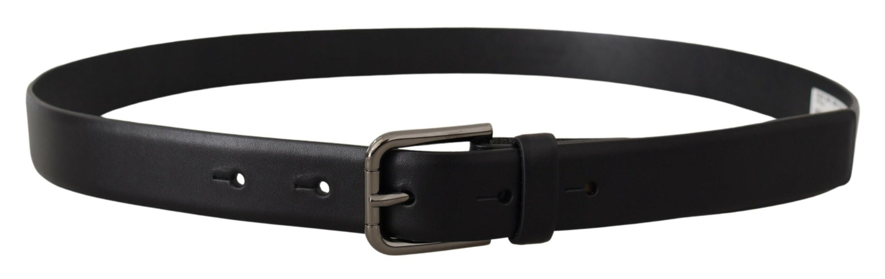 Dolce & Gabbana Black Calf Leather Classic Logo Metal Buckle Belt | Regal Royce