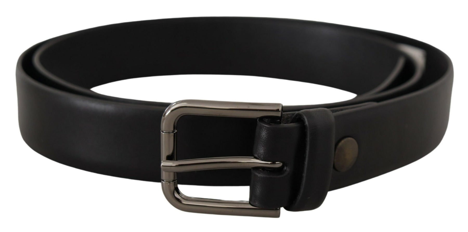 Dolce & Gabbana Black Calf Leather Classic Logo Metal Buckle Belt | Regal Royce