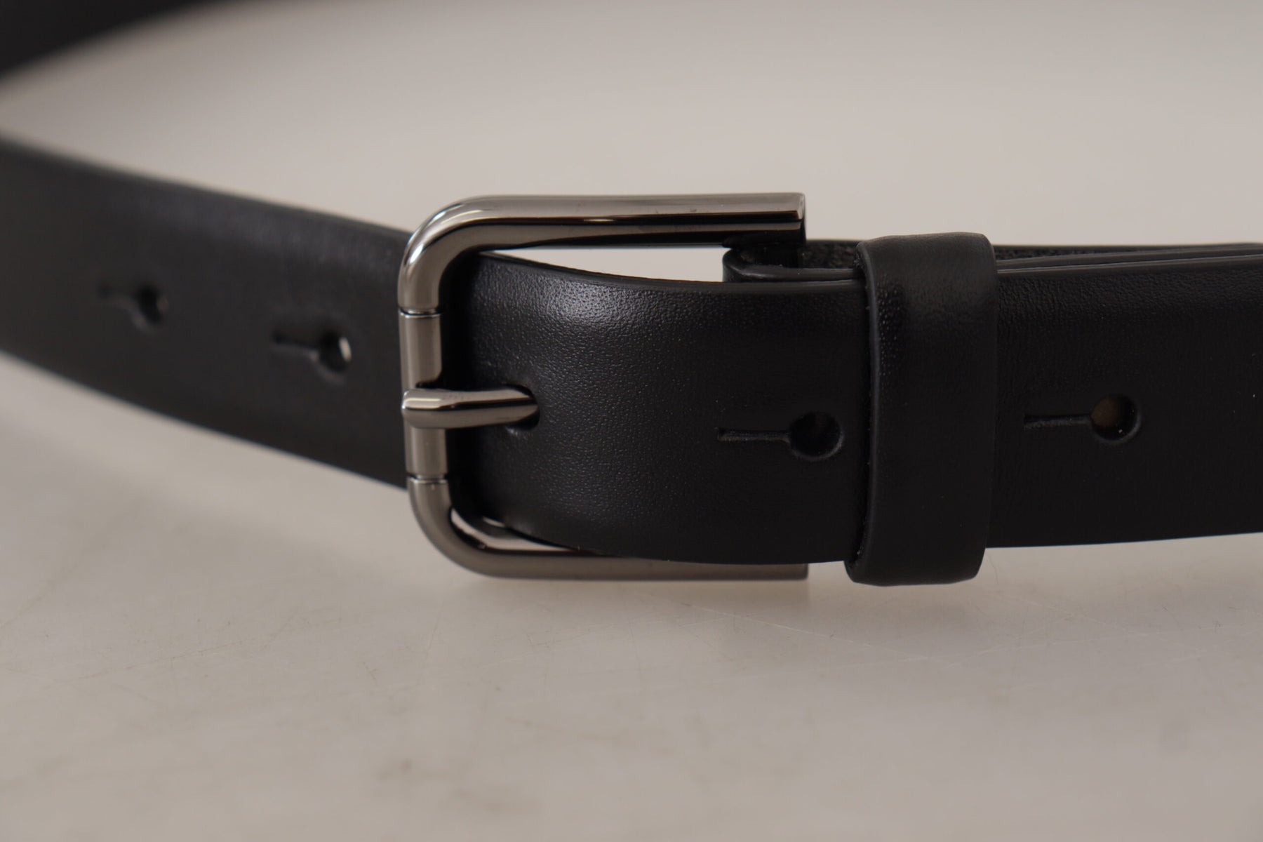 Dolce & Gabbana Black Calf Leather Classic Logo Metal Buckle Belt | Regal Royce