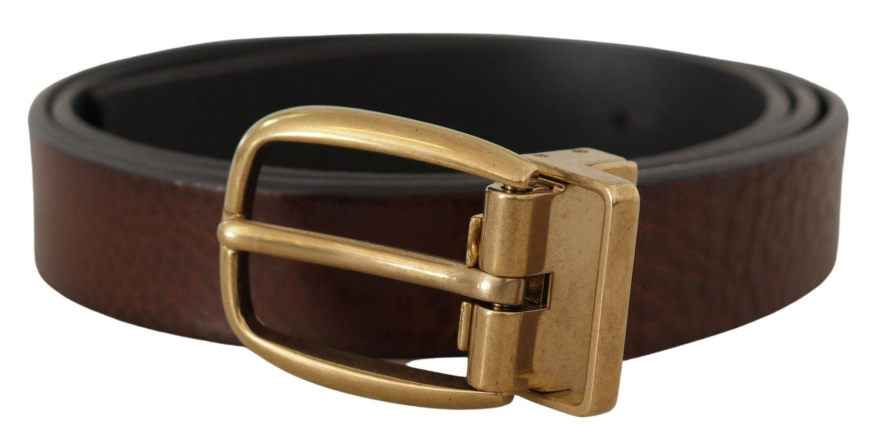 Dolce & Gabbana Brown Leather Classic Vintage Metal Buckle Belt | Regal Royce