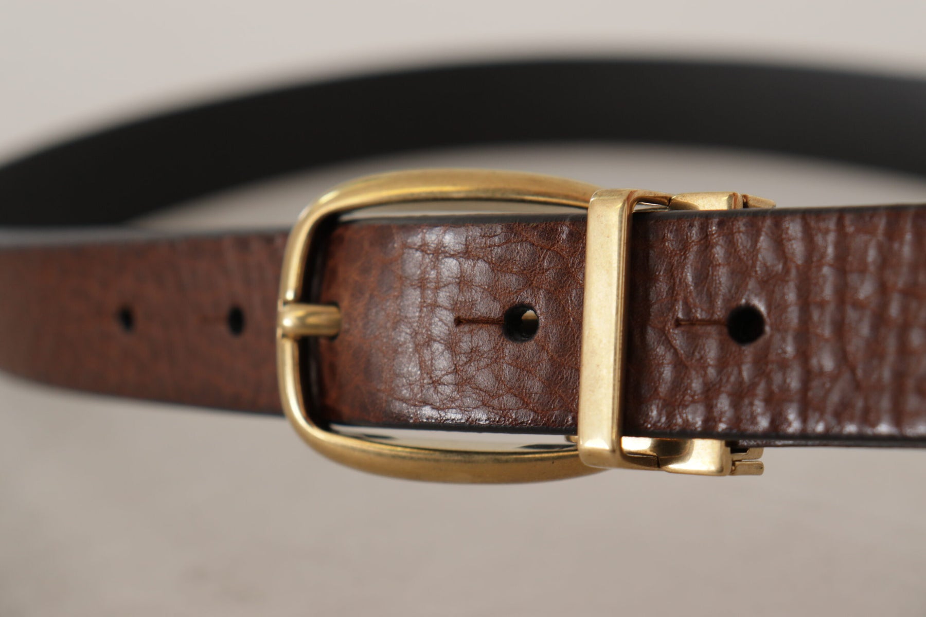 Dolce & Gabbana Brown Leather Classic Vintage Metal Buckle Belt | Regal Royce