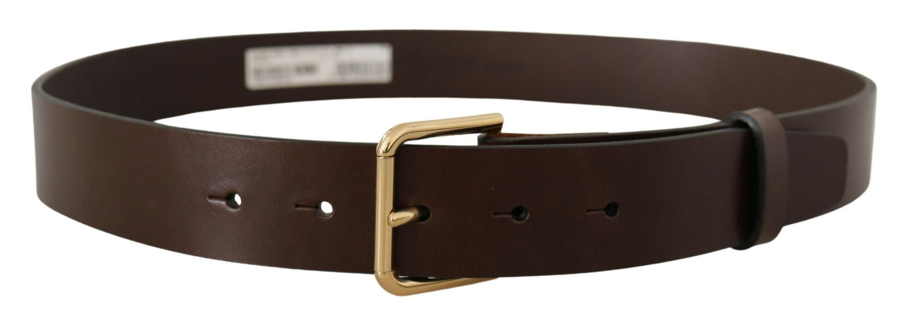Dolce & Gabbana Brown Plain Calf Leather Gold Tone Buckle Belt | Regal Royce