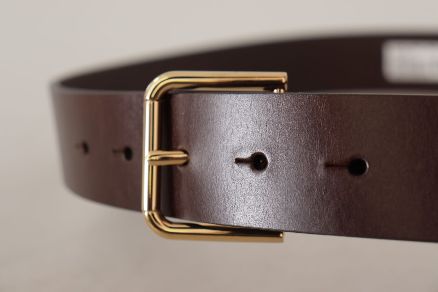 Dolce & Gabbana Brown Plain Calf Leather Gold Tone Buckle Belt | Regal Royce