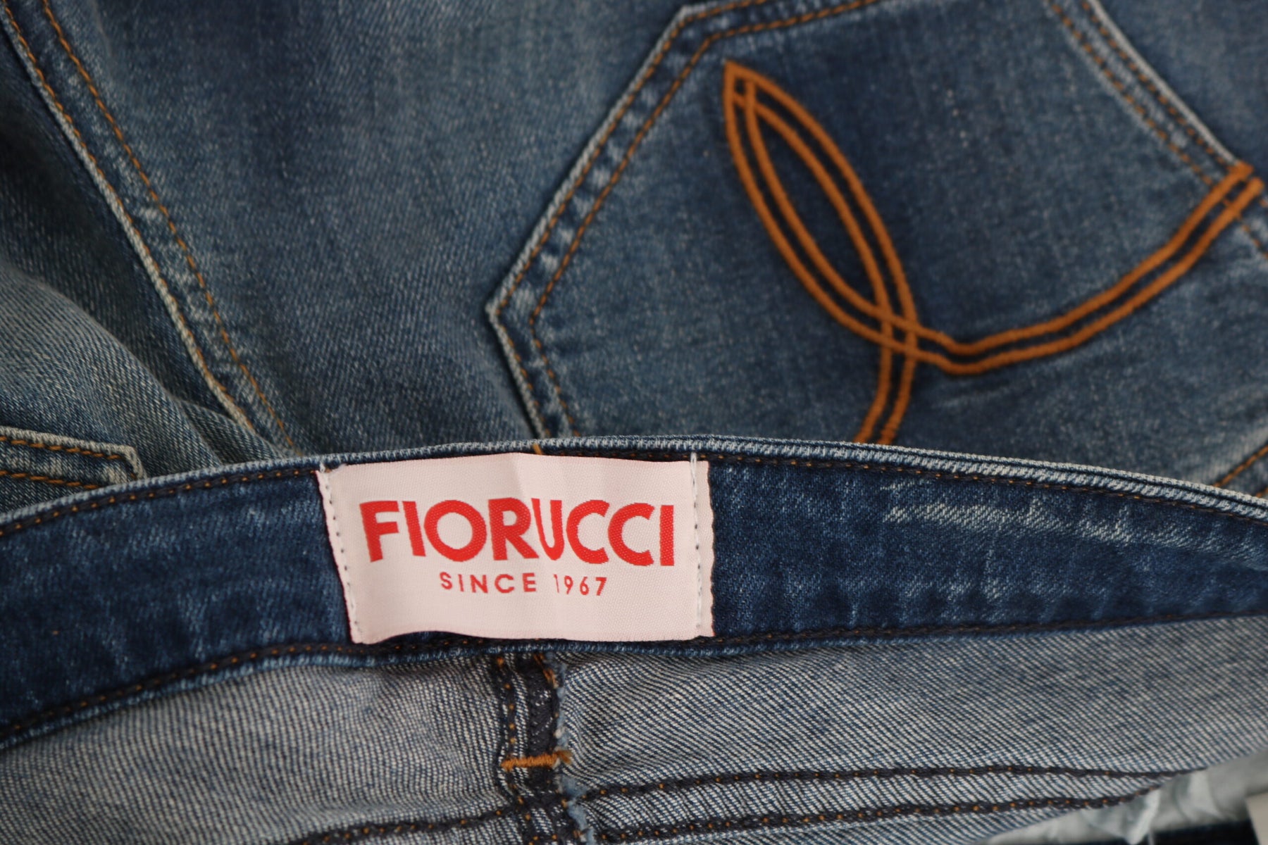 Fiorucci Blue Washed Mid Waist Slim Fit Denim Jeans | Regal Royce