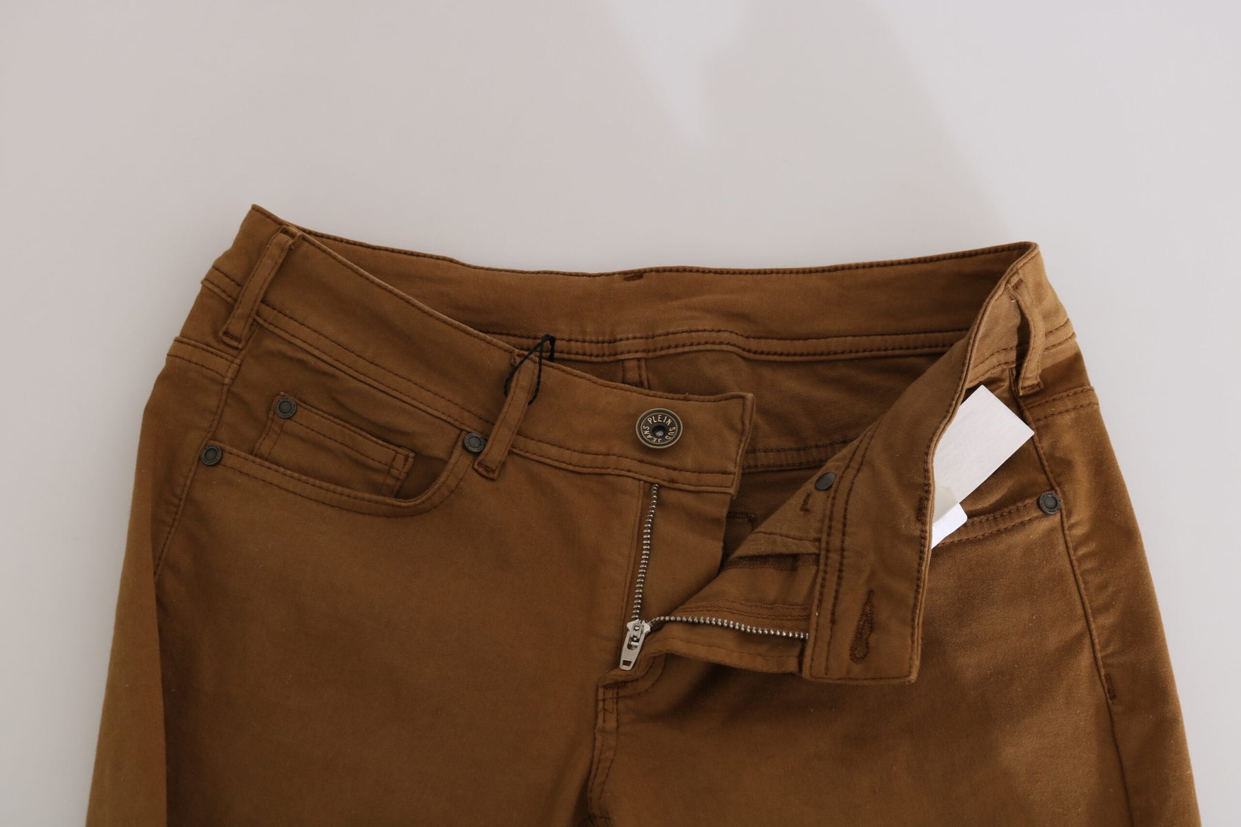 PLEIN SUD Brown Cotton Mid Waist Skinny Slim Fit Denim Jeans | Regal Royce