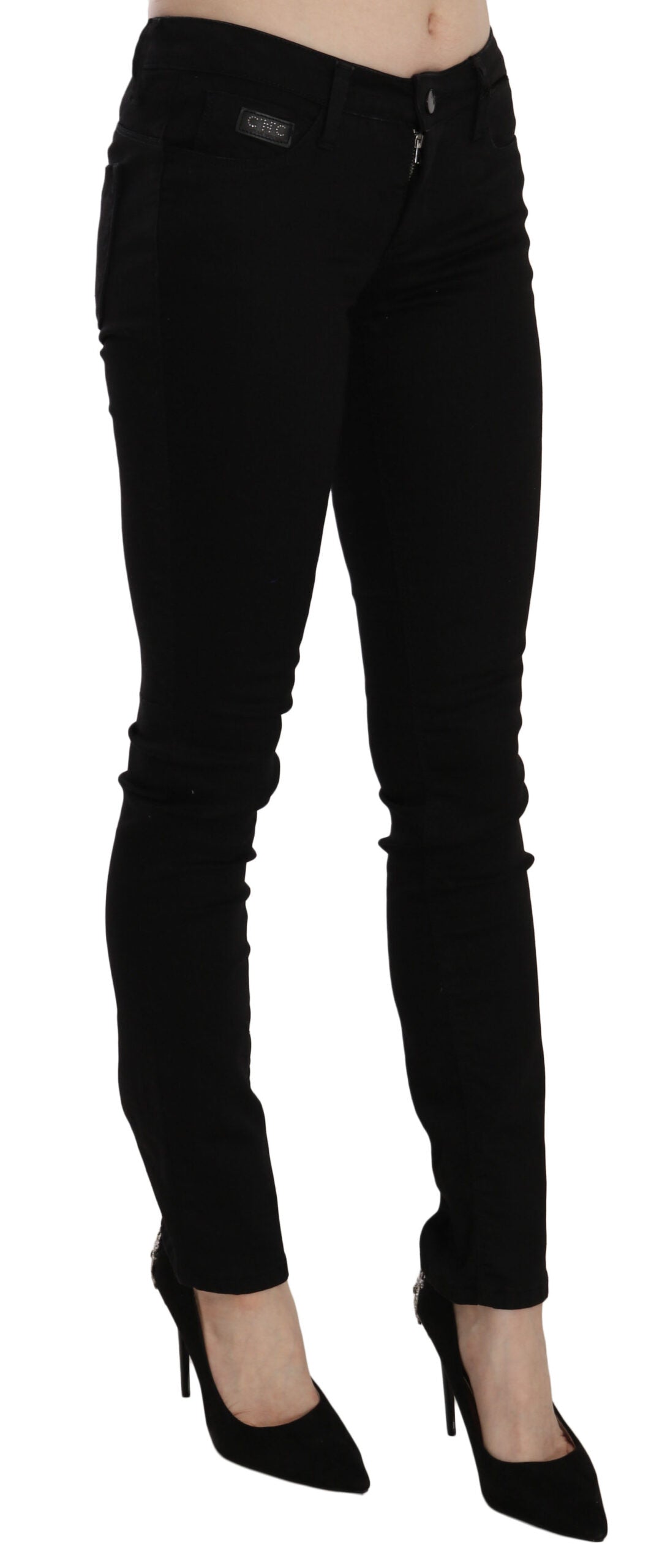 Costume National Black Sequined Mid Waist Slim Fit Denim Jeans | Regal Royce