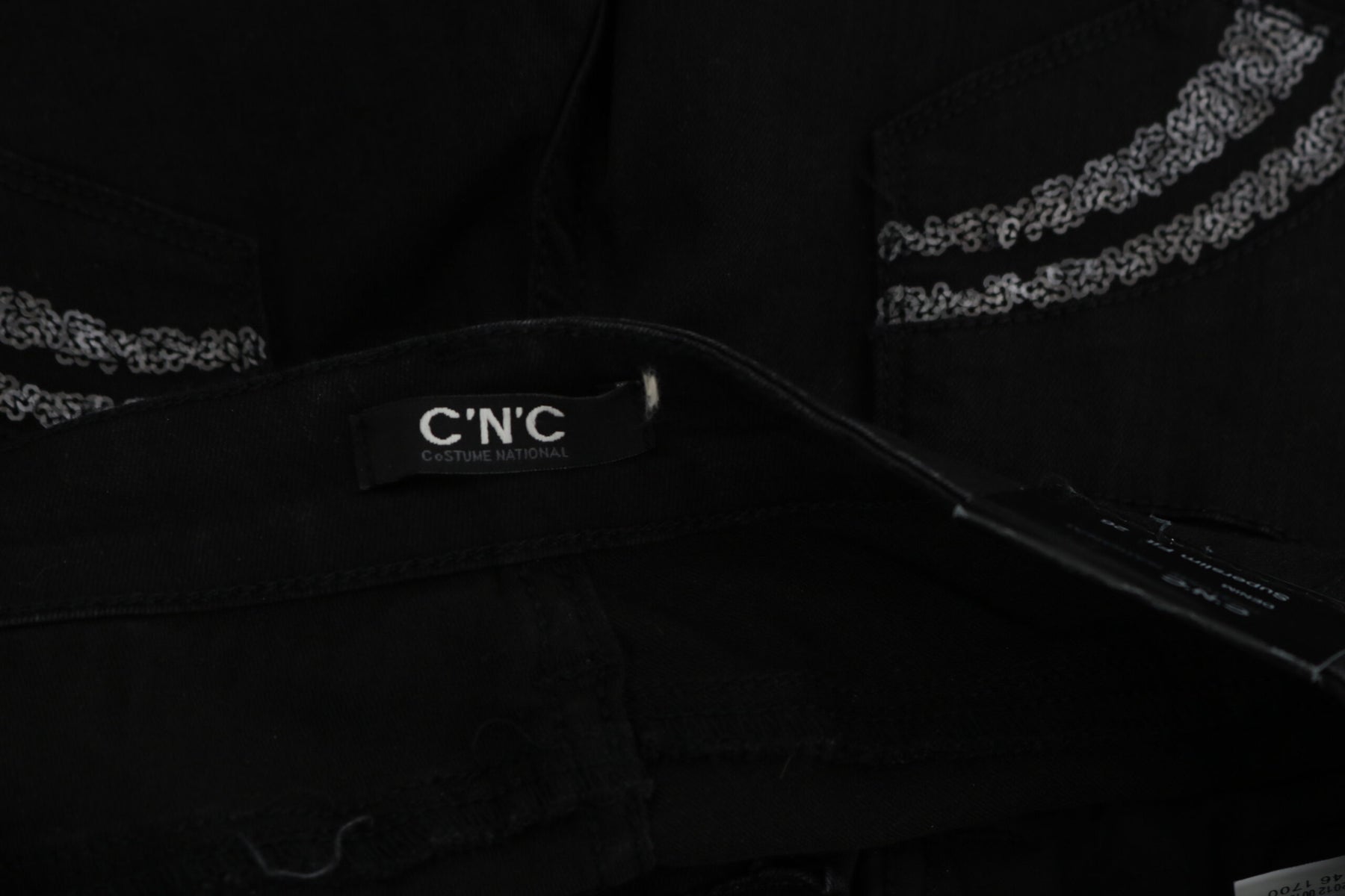 Costume National Black Sequined Mid Waist Slim Fit Denim Jeans | Regal Royce