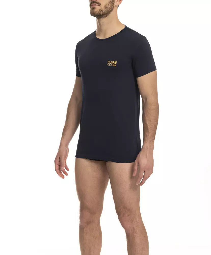 Cavalli Class "Blue Cotton Men T-Shirt" | Regal Royce