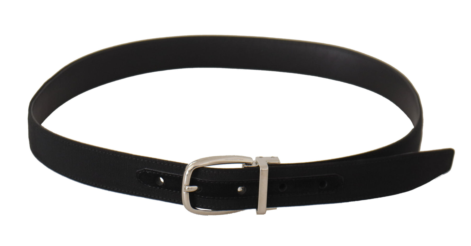Dolce & Gabbana Belt Black Calf Leather Silver Tone Metal Buckle | Regal Royce