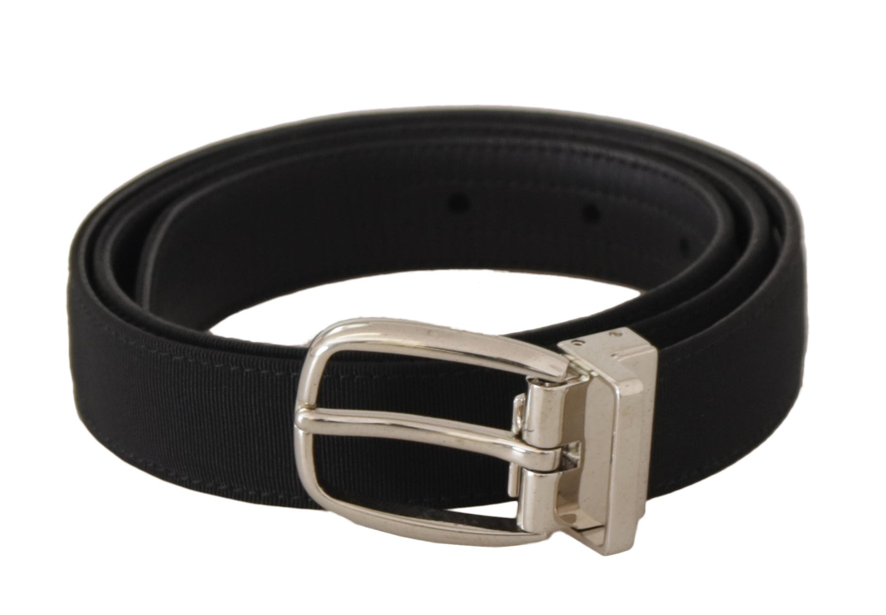 Dolce & Gabbana Belt Black Calf Leather Silver Tone Metal Buckle | Regal Royce