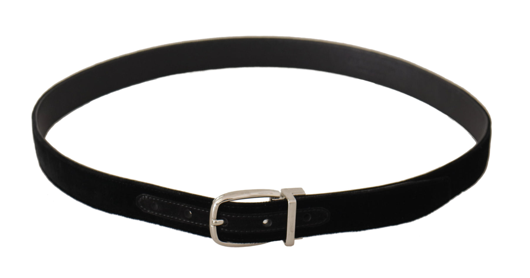 Dolce & Gabbana Black Casual Velvet Silver Tone Metal Buckle Belt | Regal Royce