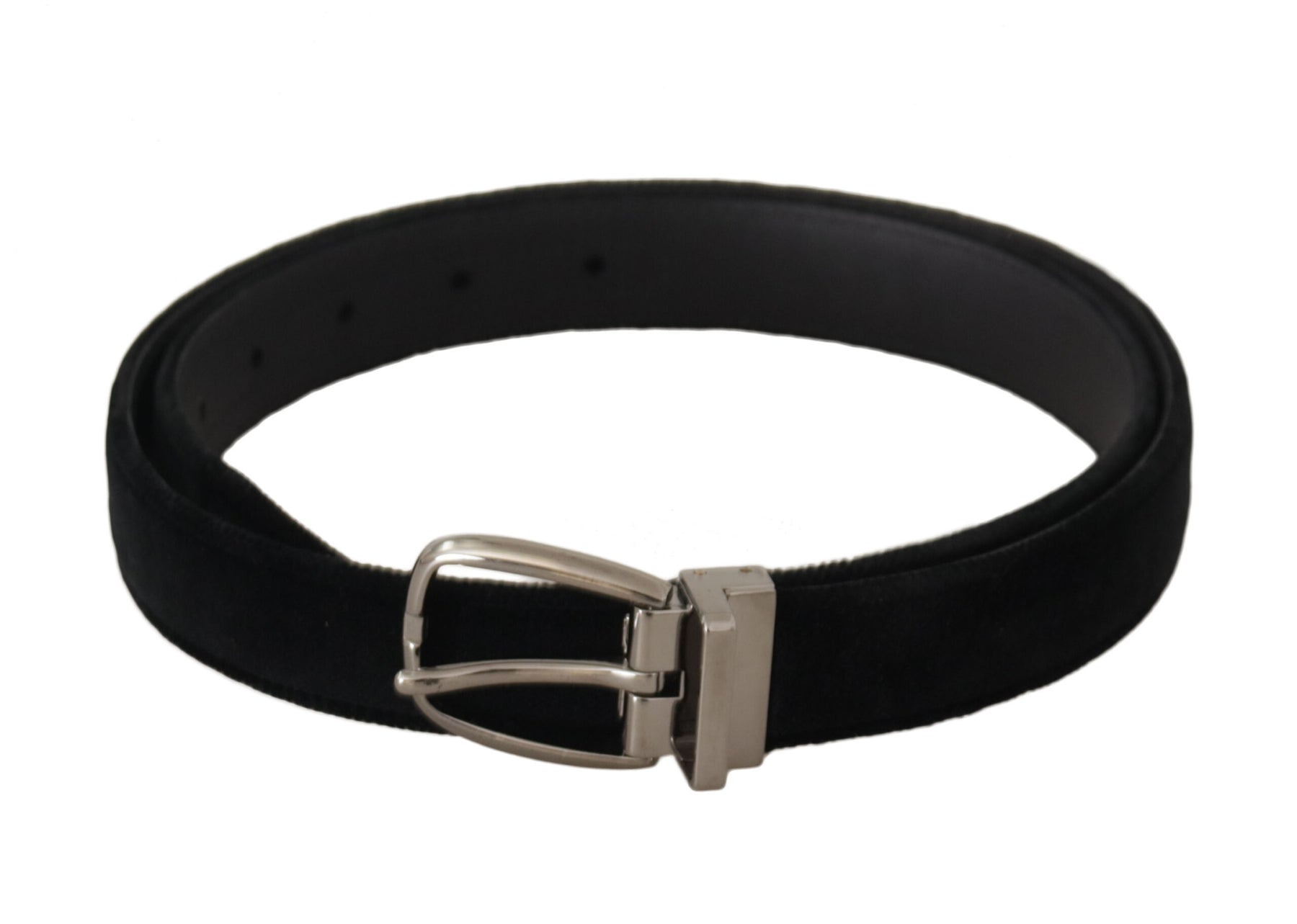 Dolce & Gabbana Black Classic Velvet Silver Tone Metal Buckle Belt | Regal Royce