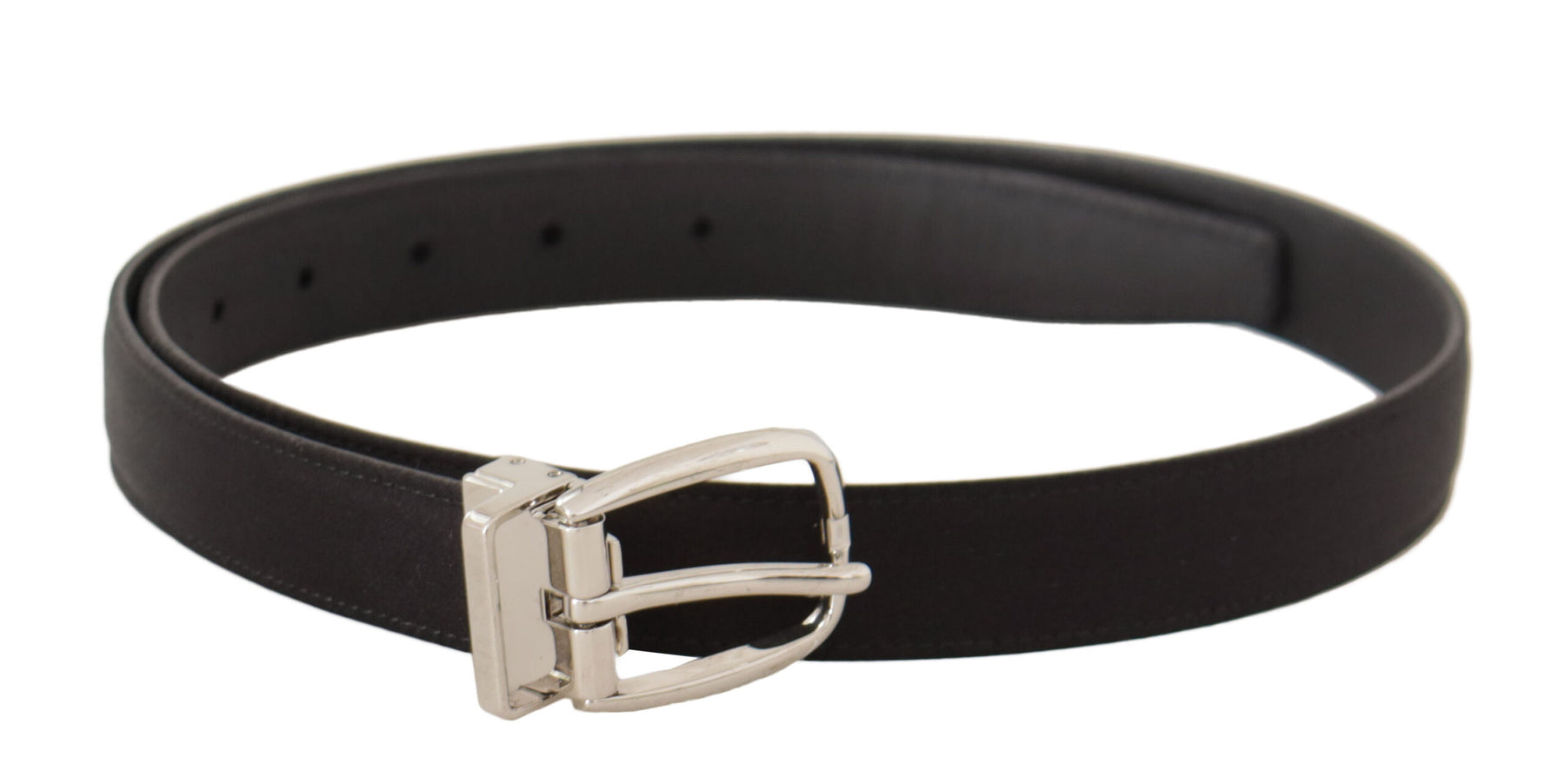 Dolce & Gabbana Black Canvas Leather Silver Logo Metal Buckle Belt | Regal Royce