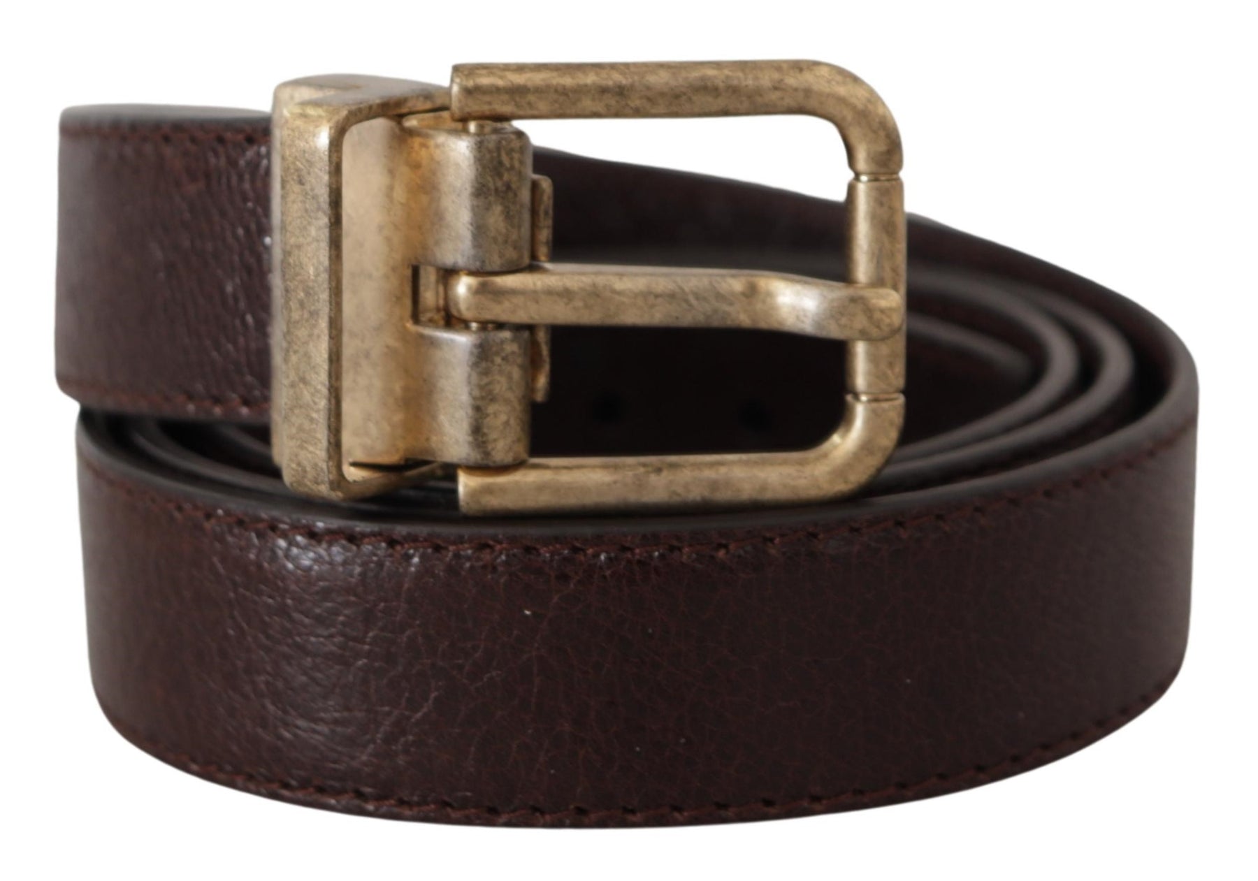 Dolce & Gabbana Brown Calf Leather Vintage Logo Metal Buckle Belt | Regal Royce