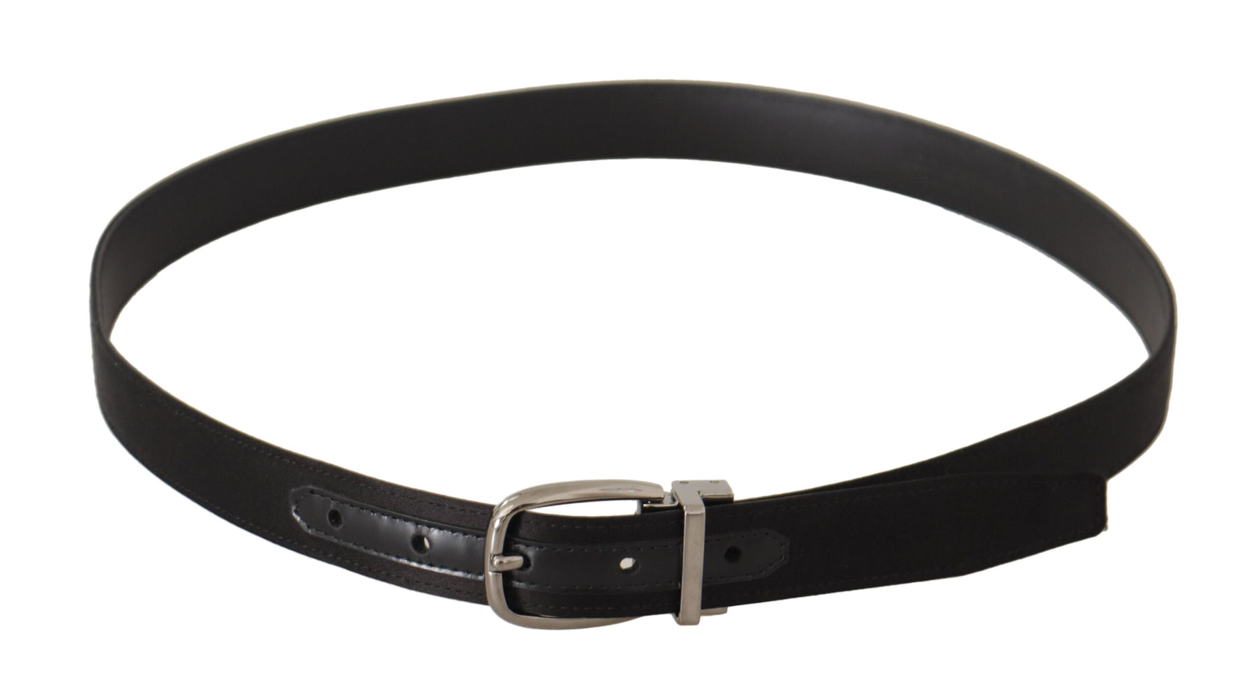 Dolce & Gabbana Black Calf Leather Silver Logo Metal Buckle Belt | Regal Royce
