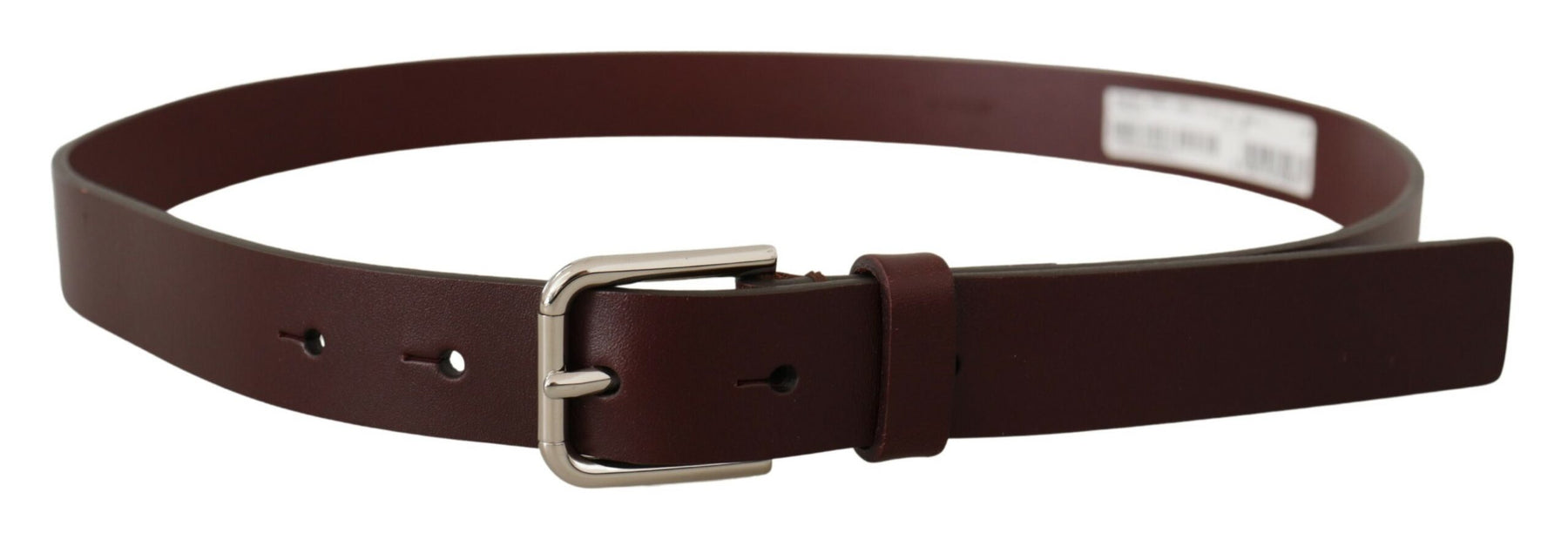 Dolce & Gabbana Maroon Calf Leather Silver Tone Metal Buckle Belt | Regal Royce
