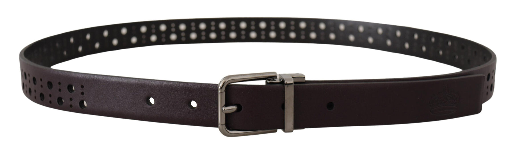 Dolce & Gabbana Dark Purple Perforated Leather Metal Buckle Belt | Regal Royce