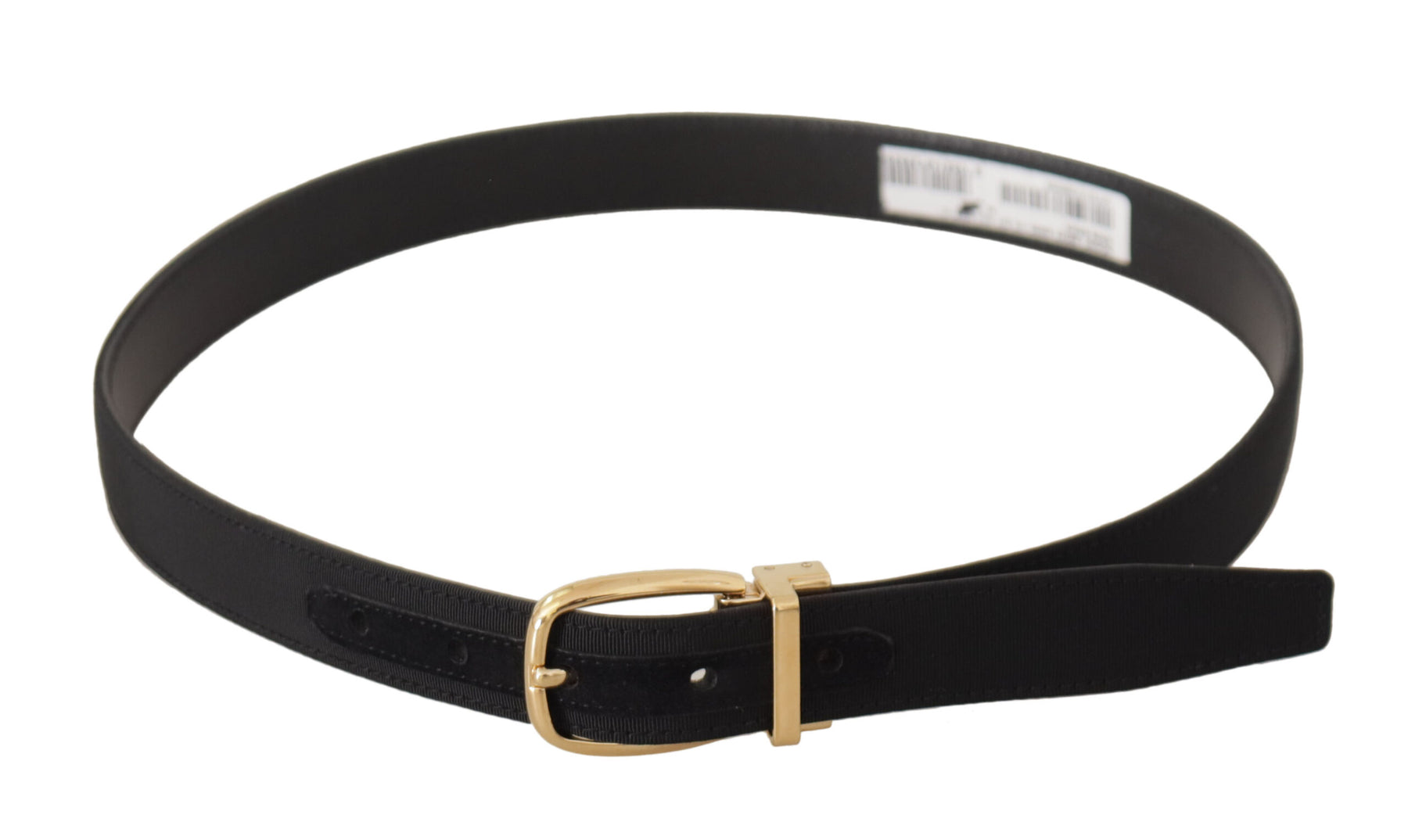 Dolce & Gabbana Black Canvas Leather Gold Metal Buckle Belt | Regal Royce