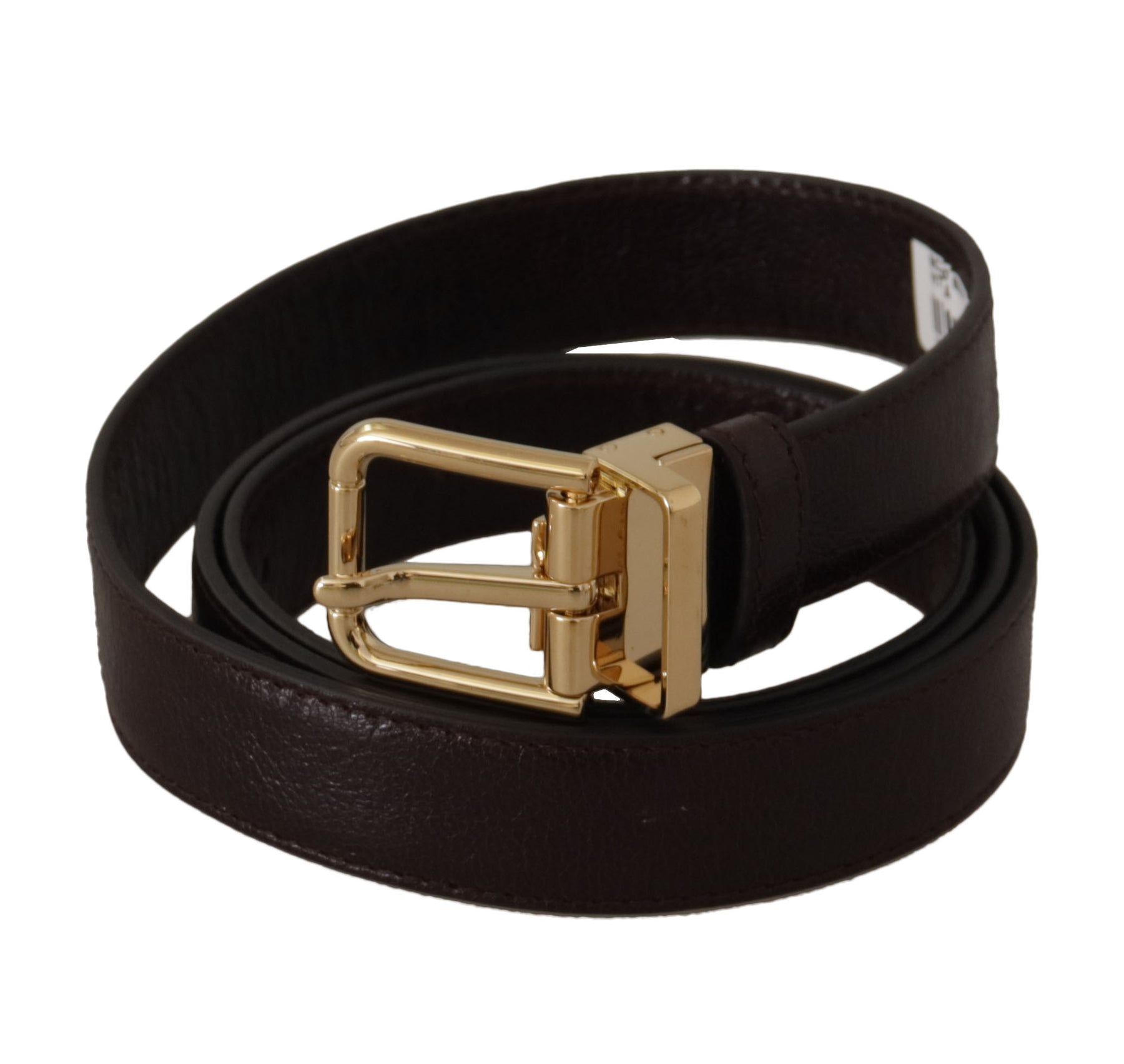Dolce & Gabbana Brown Leather Gold Metal Buckle Belt | Regal Royce