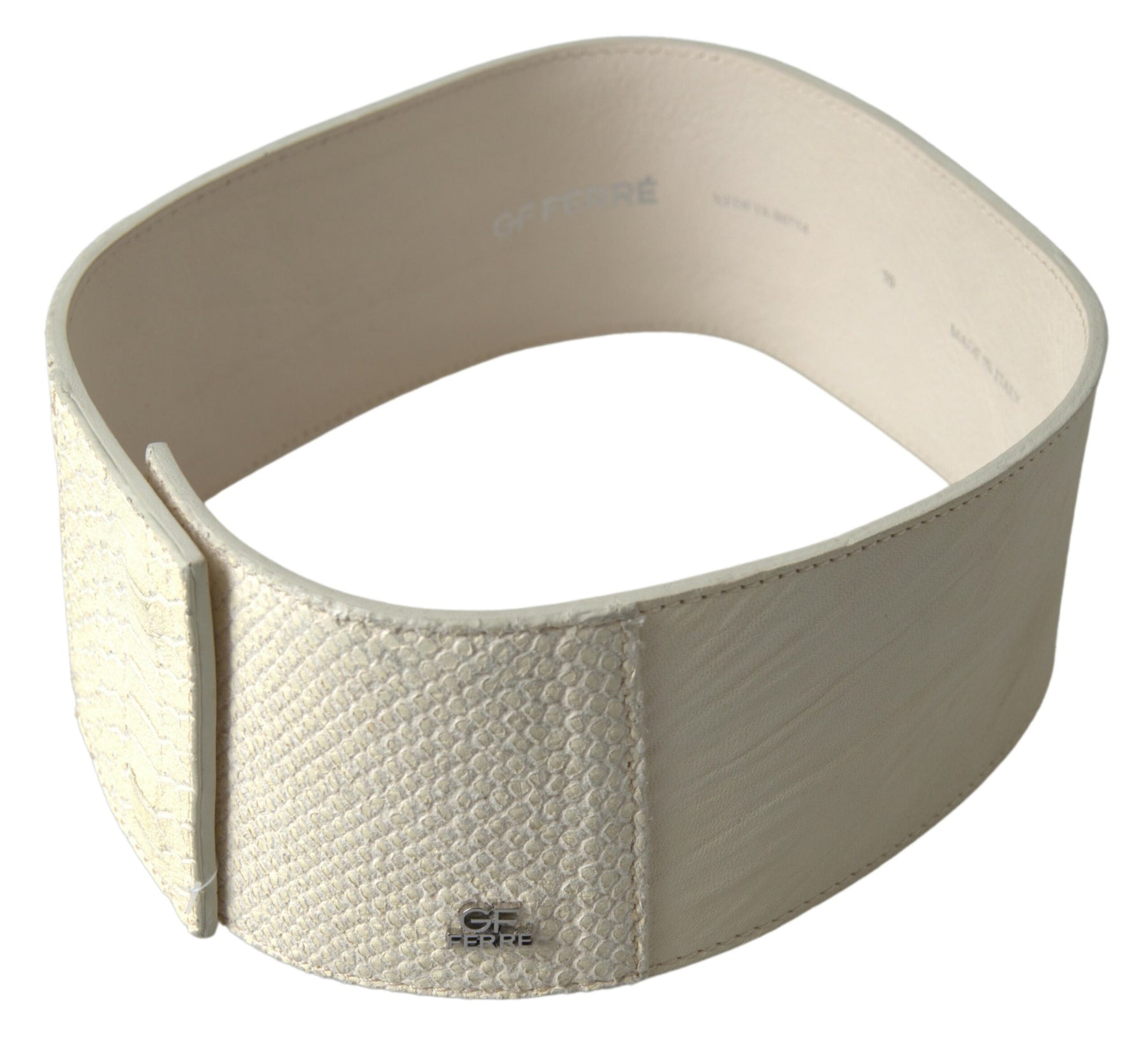 GF Ferre Off White Waxed Cotton Wide Fashion Waistband Belt | Regal Royce