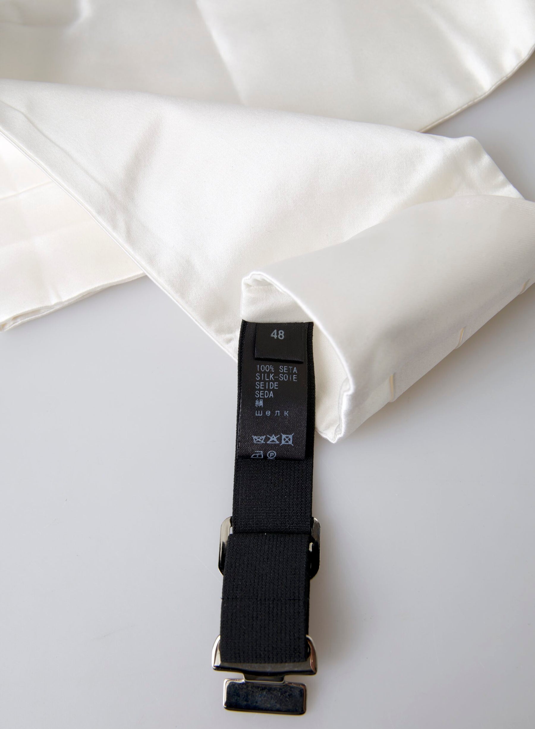 Dolce & Gabbana White Men Wide Waist Silk Belt Cummerbund | Regal Royce