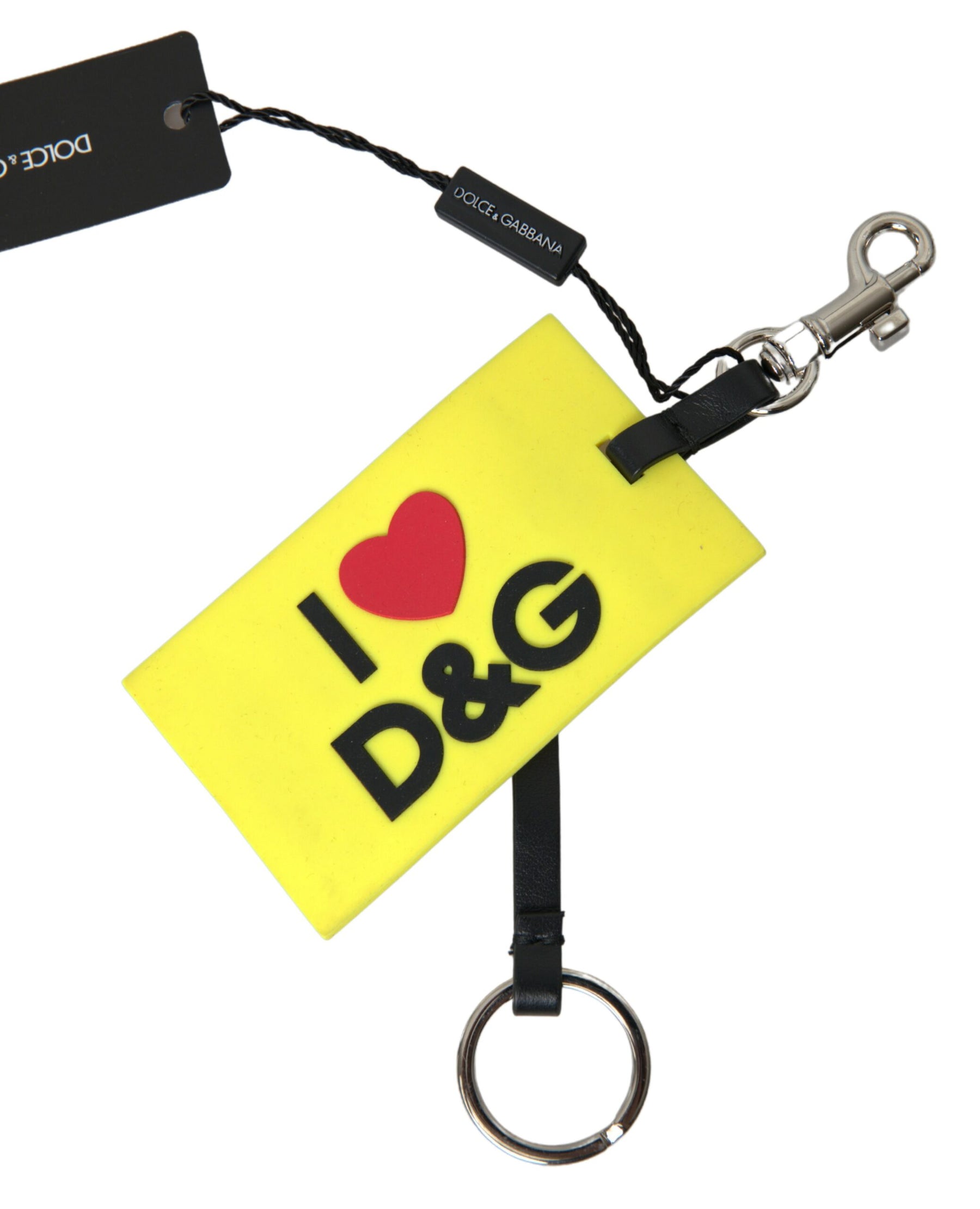 Dolce & Gabbana Yellow Silicone DG Logo Gold Brass Keyring Keychain | Regal Royce