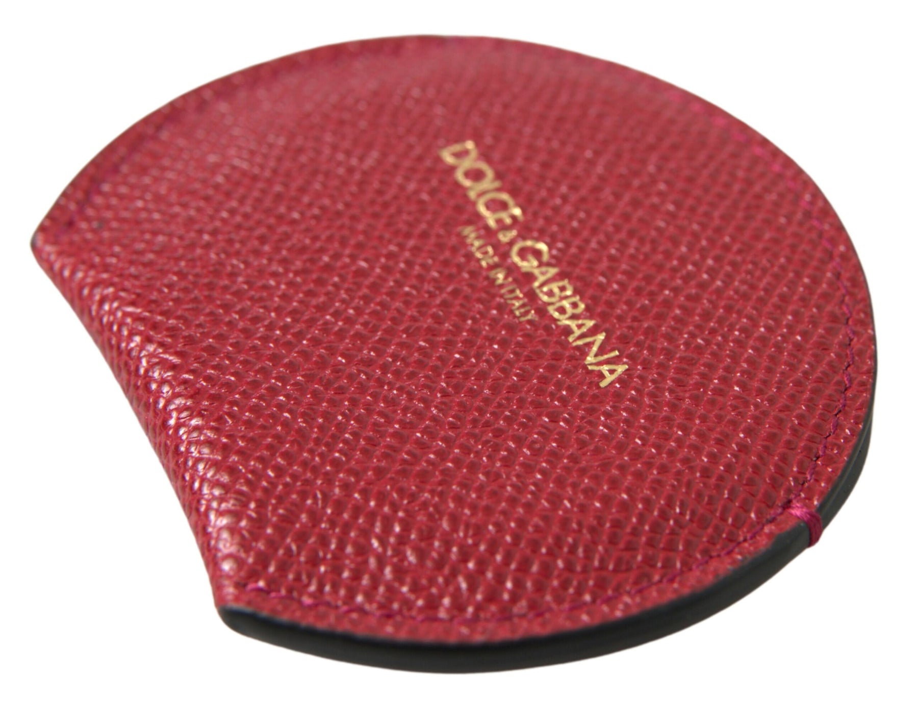 Dolce & Gabbana Red Calfskin Leather Round Hand Mirror Holder | Regal Royce