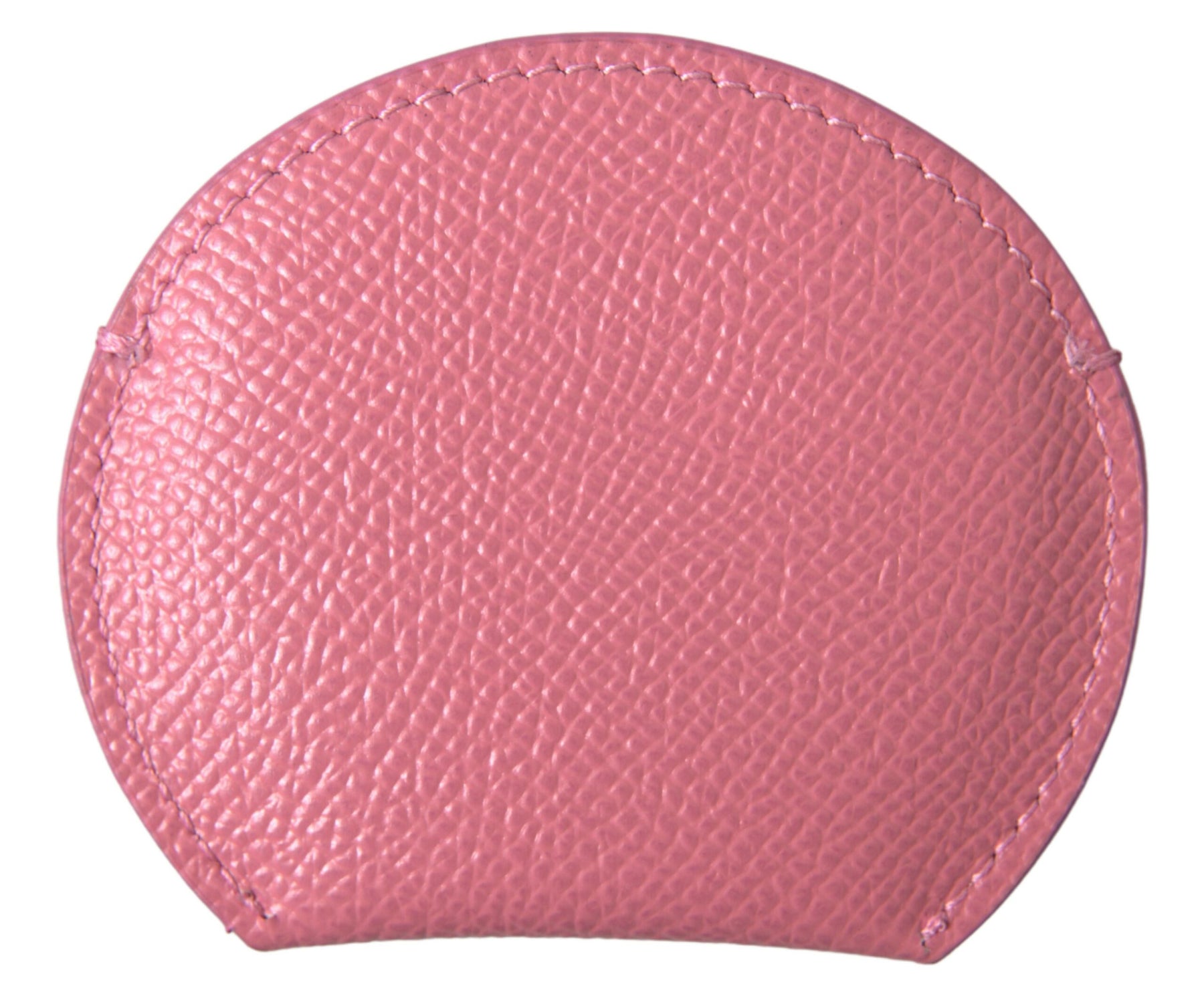 Dolce & Gabbana Pink Calfskin Leather Round Logo Print Hand Mirror Holder | Regal Royce