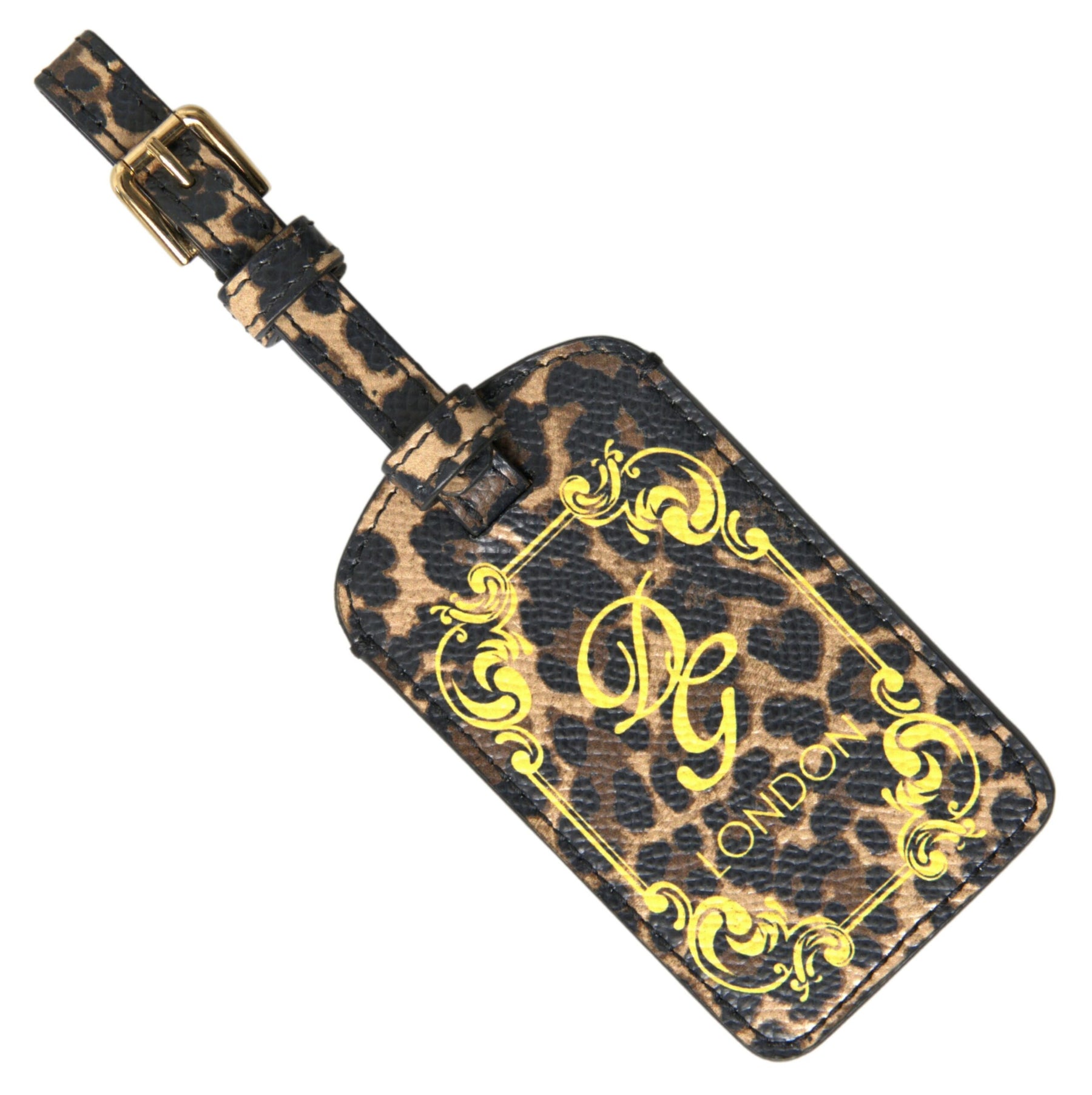 Dolce & Gabbana Multicolor Leopard Dauphine Leather DG Logo Luggage Tag | Regal Royce