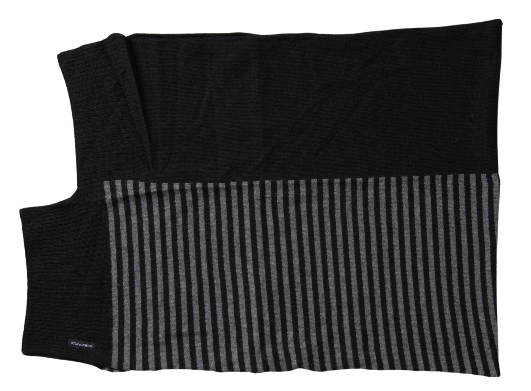 Dolce & Gabbana Black Gray Stripe Wool Neck Wrap Shawl Scarf | Regal Royce