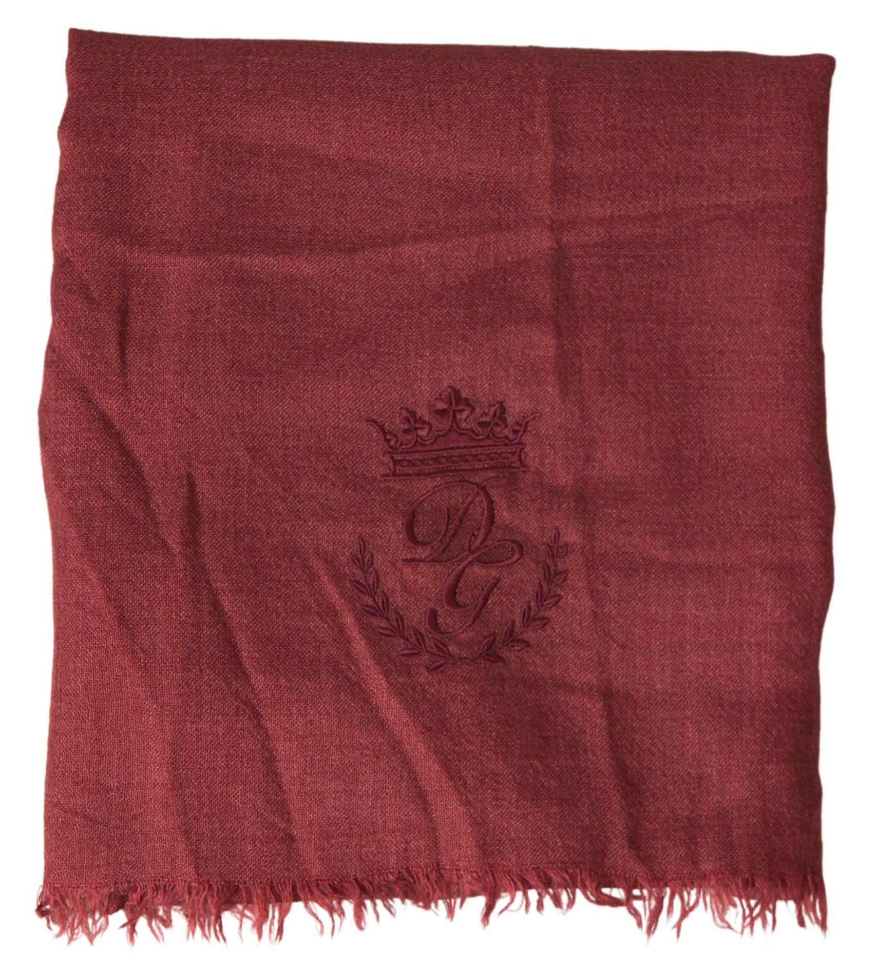 Dolce & Gabbana Maroon Cashmere Knit Wrap Shawl Fringe Scarf | Regal Royce