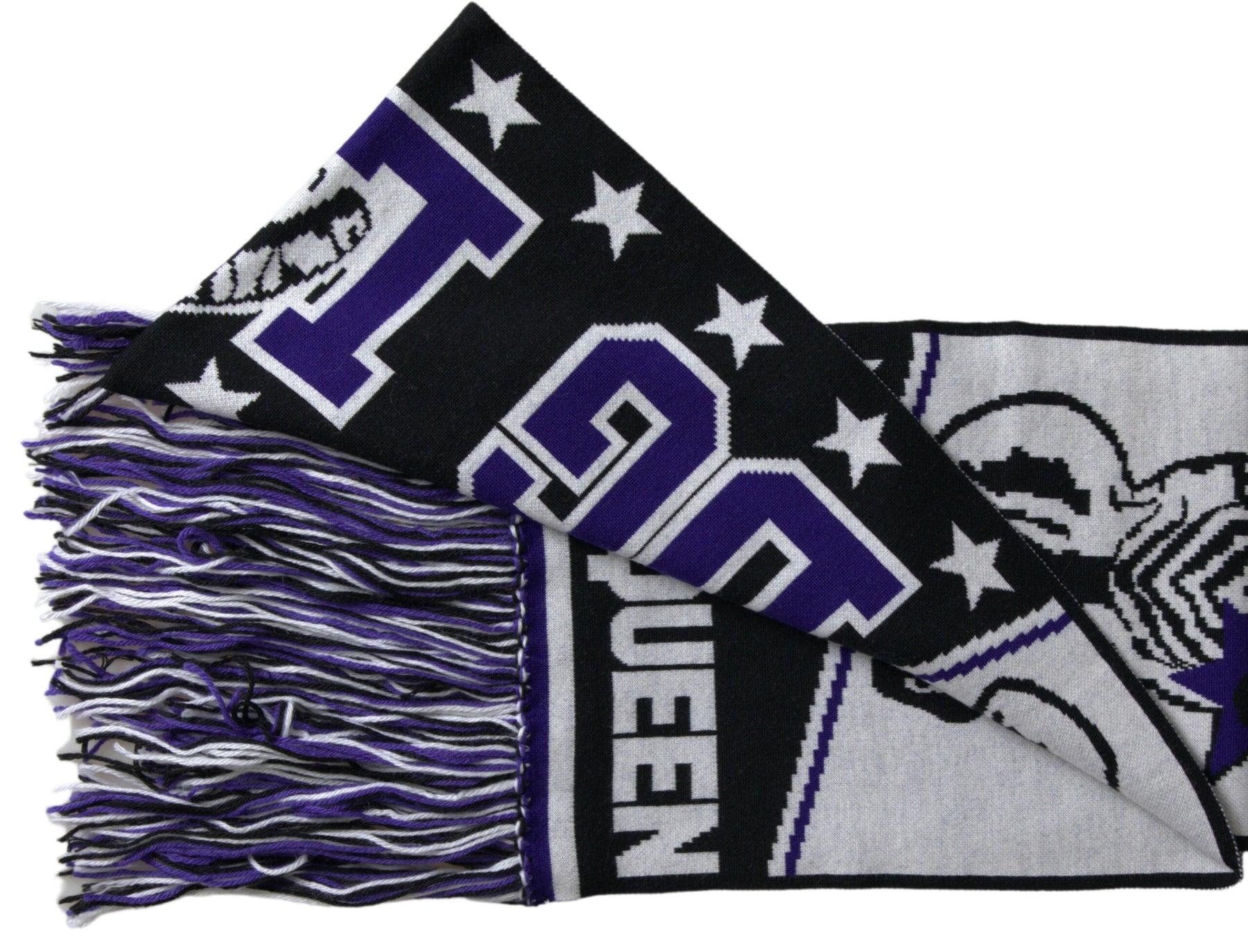 Dolce & Gabbana Multicolor Wool DG Queen Wrap Fringe Scarf | Regal Royce