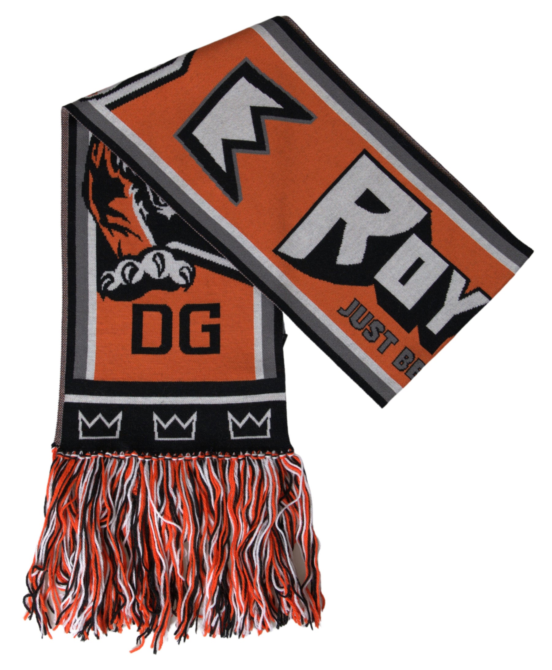 Dolce & Gabbana Multicolor Wool DG Royals Wrap Fringe Scarf | Regal Royce