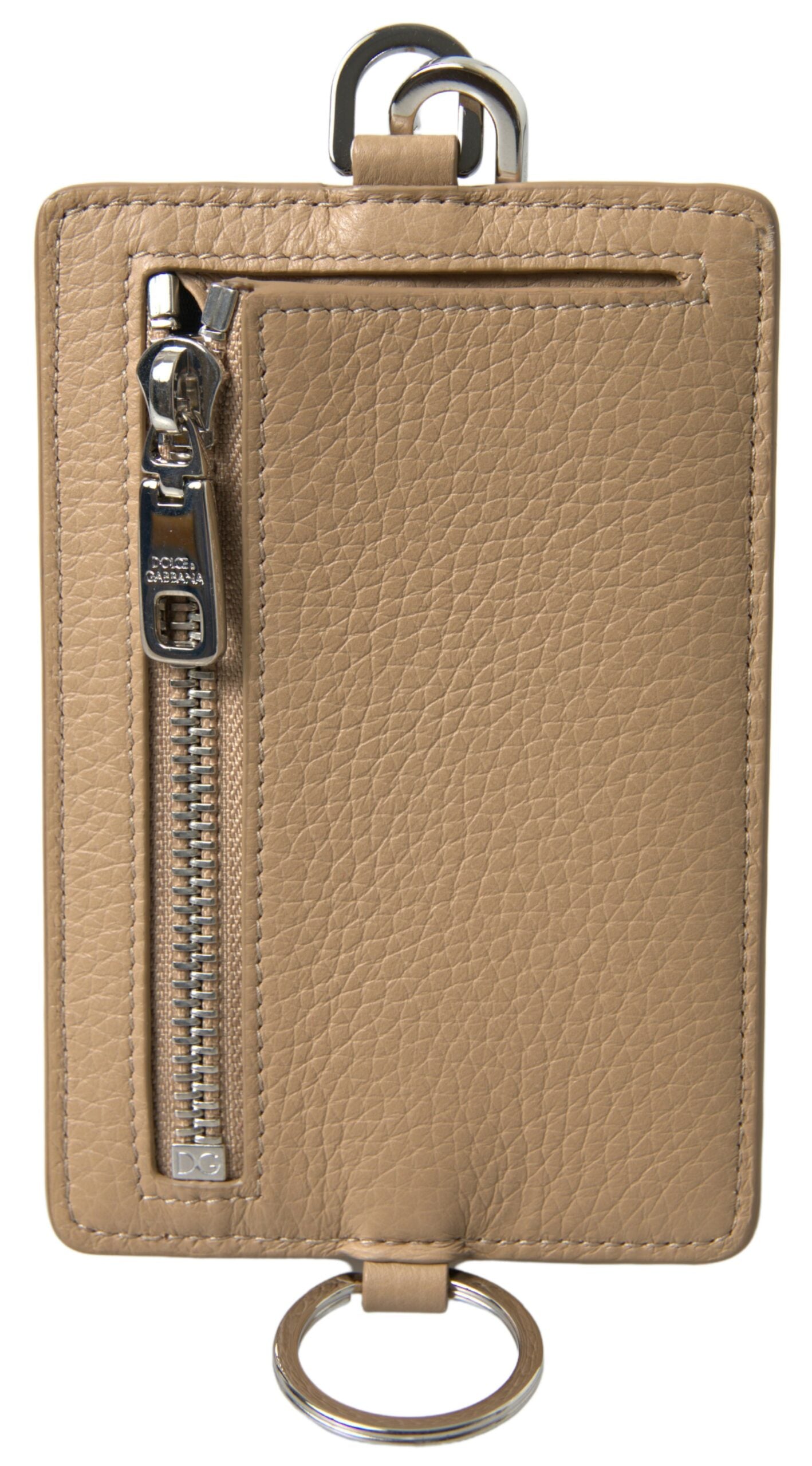 Dolce & Gabbana Beige Leather Lanyard Logo Card Holder Men Wallet | Regal Royce