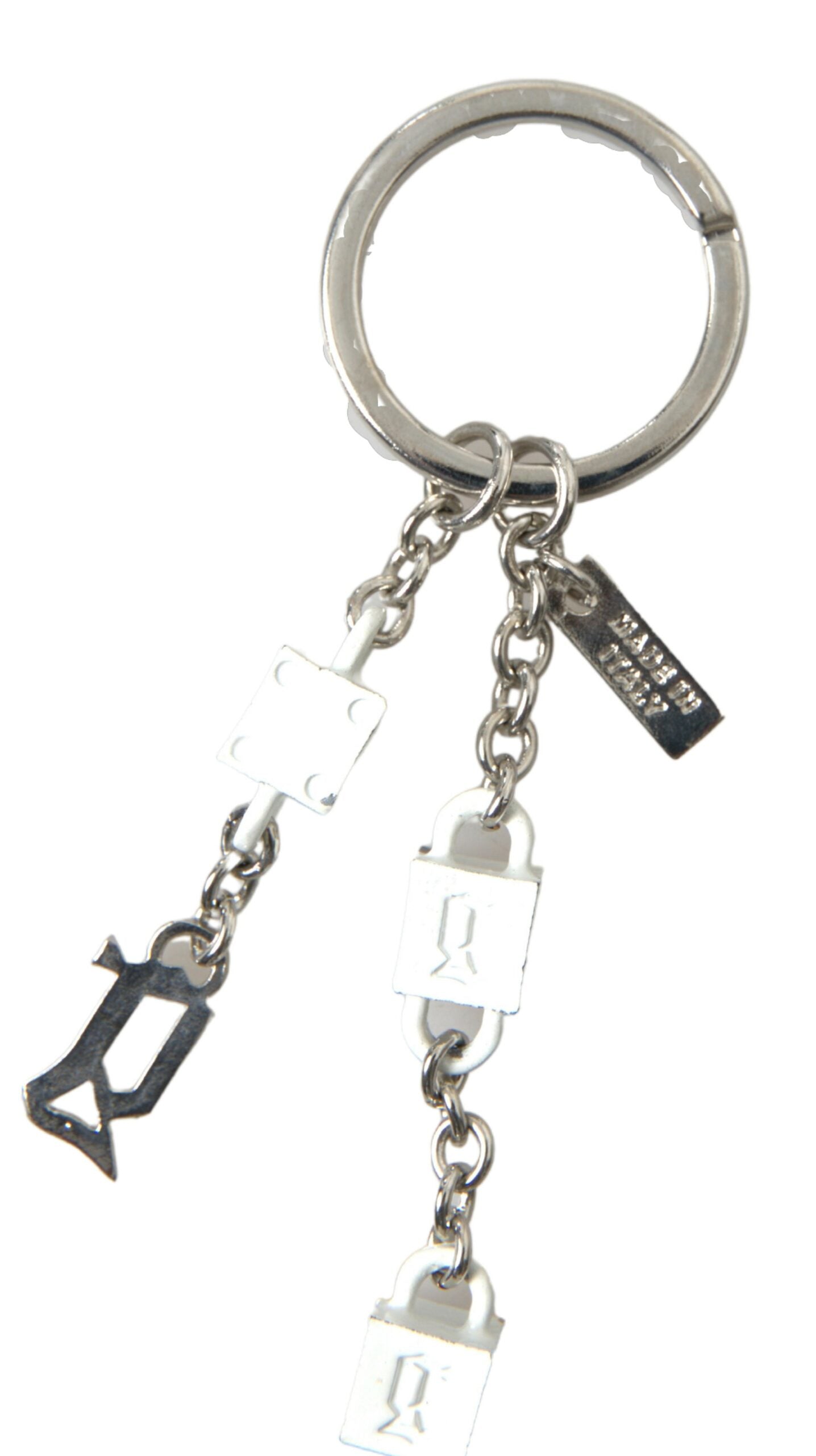 Dolce & Gabbana Silver Tone Metal DG Logo Engraved Keyring Keychain | Regal Royce