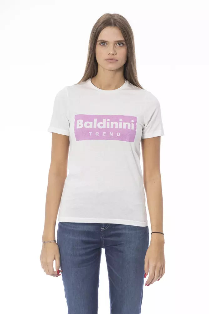 Baldinini Trend White Cotton Women T-Shirt | Regal Royce