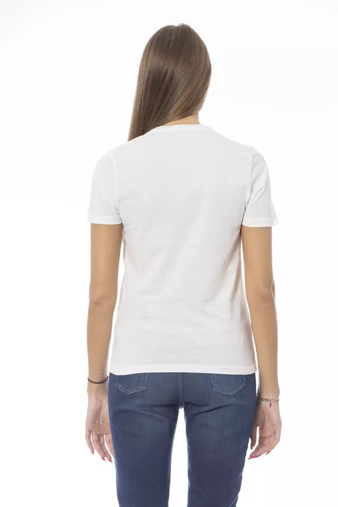 Baldinini Trend White Cotton T-Shirt | Regal Royce
