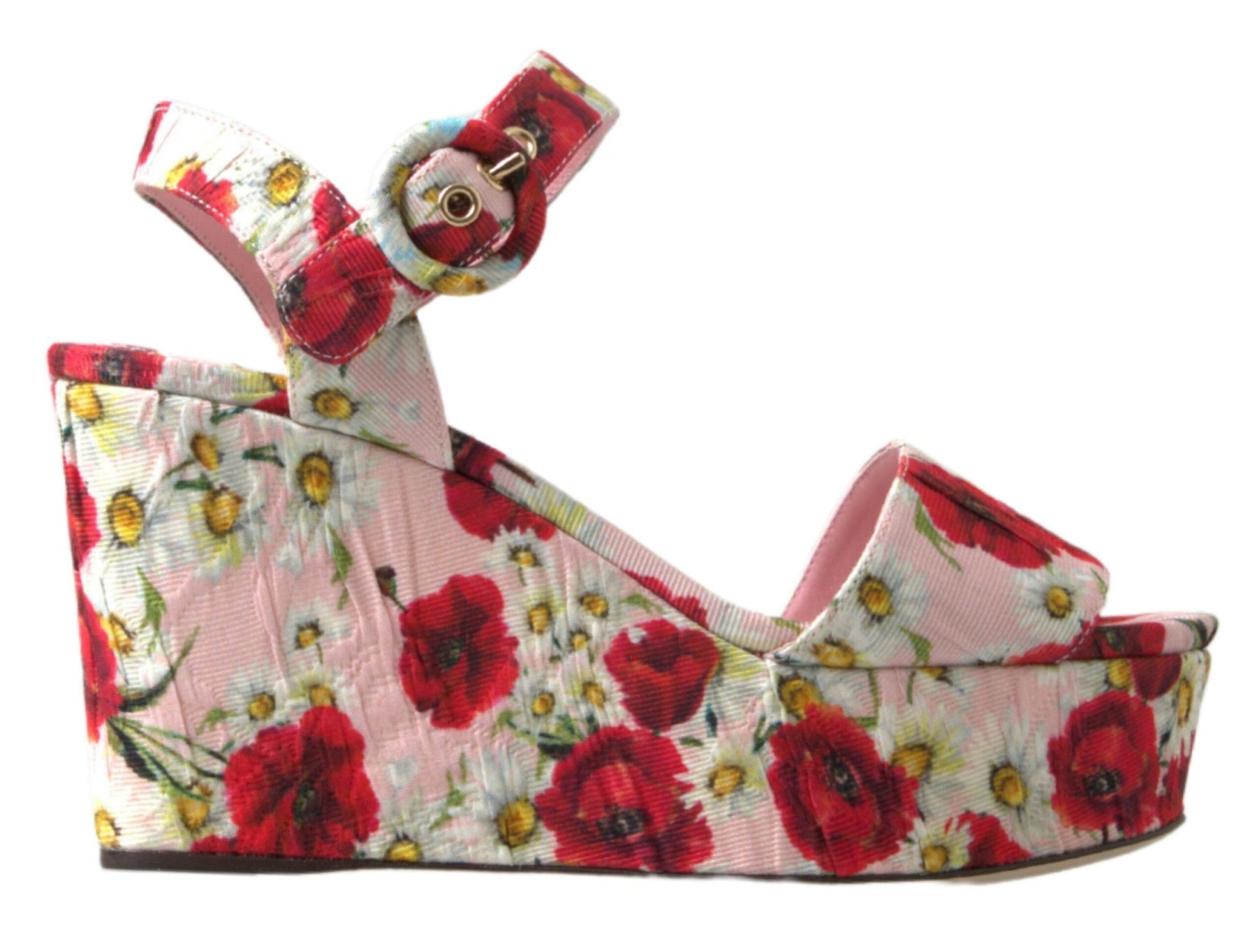 Dolce & Gabbana Multicolor floral print Wedges Floral Ankle Strap Sandals | Regal Royce