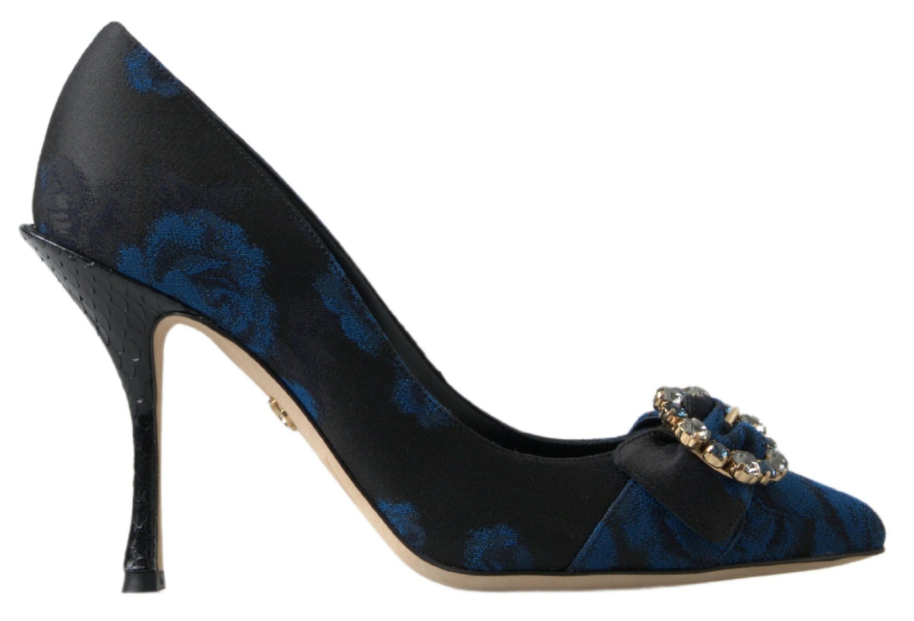 Dolce & Gabbana Blue Floral Ayers Crystal Pumps Shoes | Regal Royce