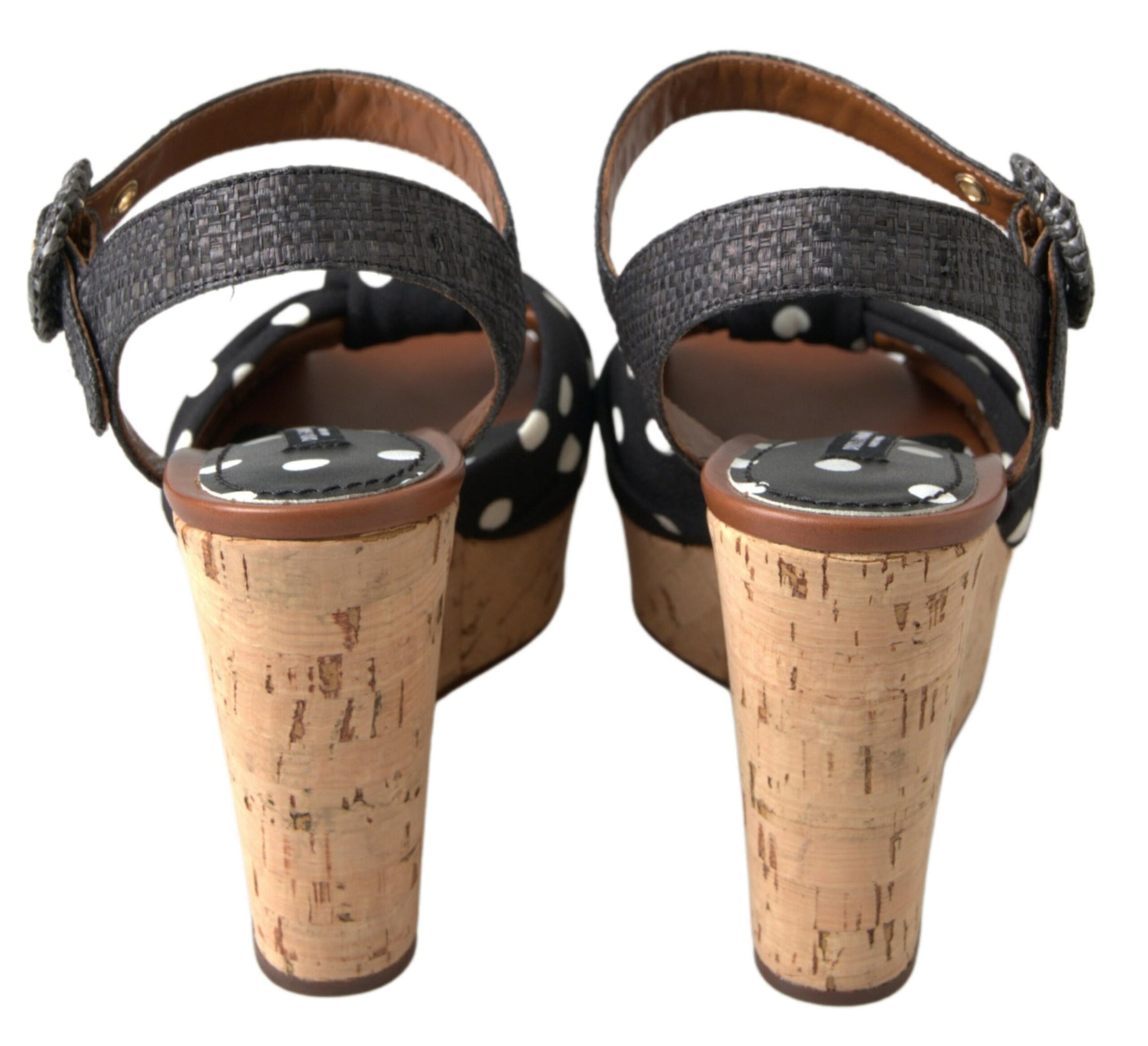 Dolce & Gabbana Black  Wedges Polka Dotted Ankle Strap Shoes Sandals | Regal Royce