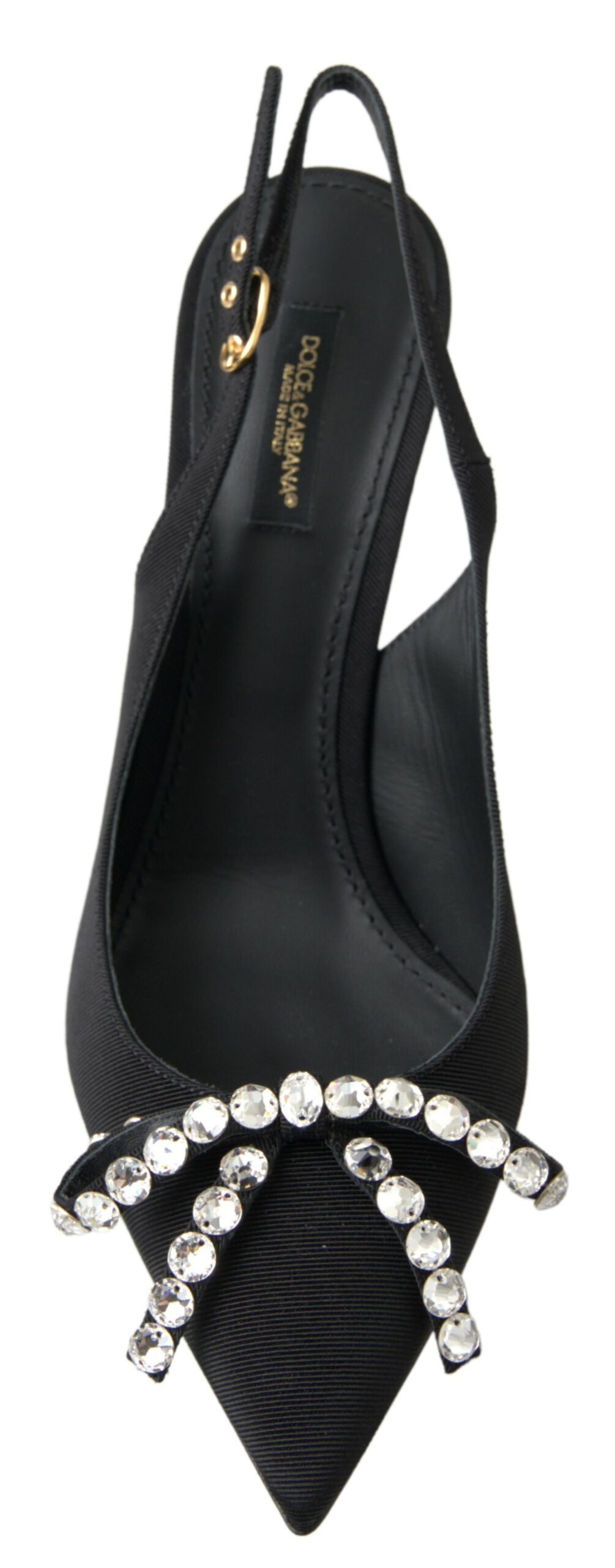 Dolce & Gabbana Black Crystal Embellished Slingback Heel Shoes | Regal Royce