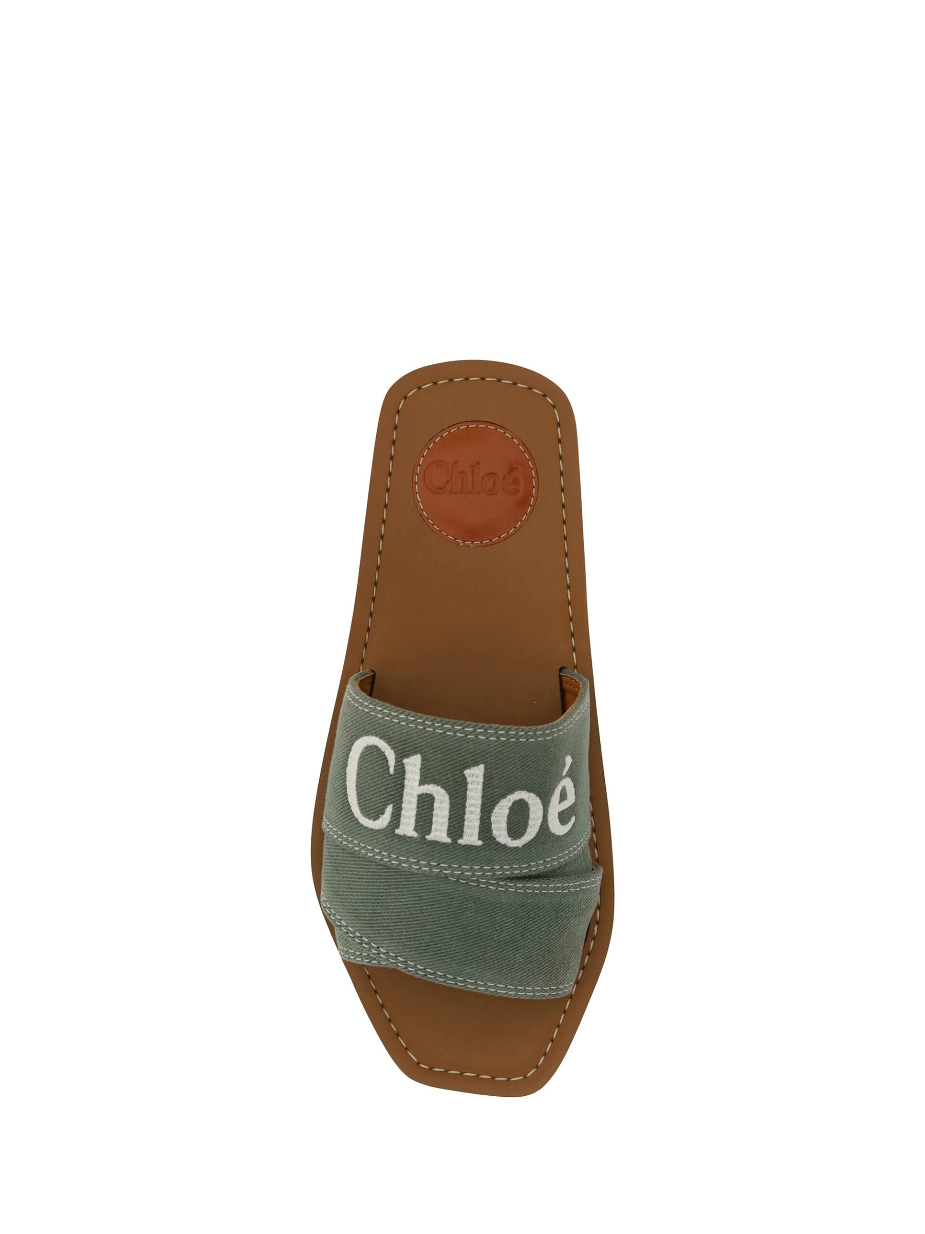 Chloé Forest Green Cotton Slides Woody Sandals | Regal Royce
