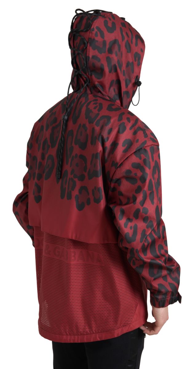 Dolce & Gabbana Red Leopard Hooded Rain Coat Jacket | Regal Royce