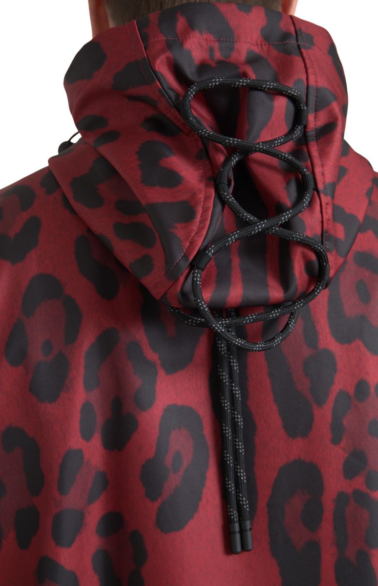 Dolce & Gabbana Red Leopard Hooded Rain Coat Jacket | Regal Royce